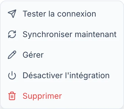 Supprimer une intégration