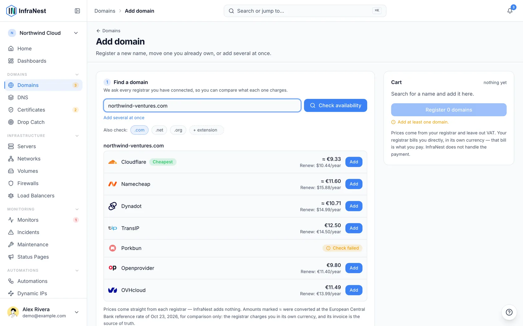 Register a new domain