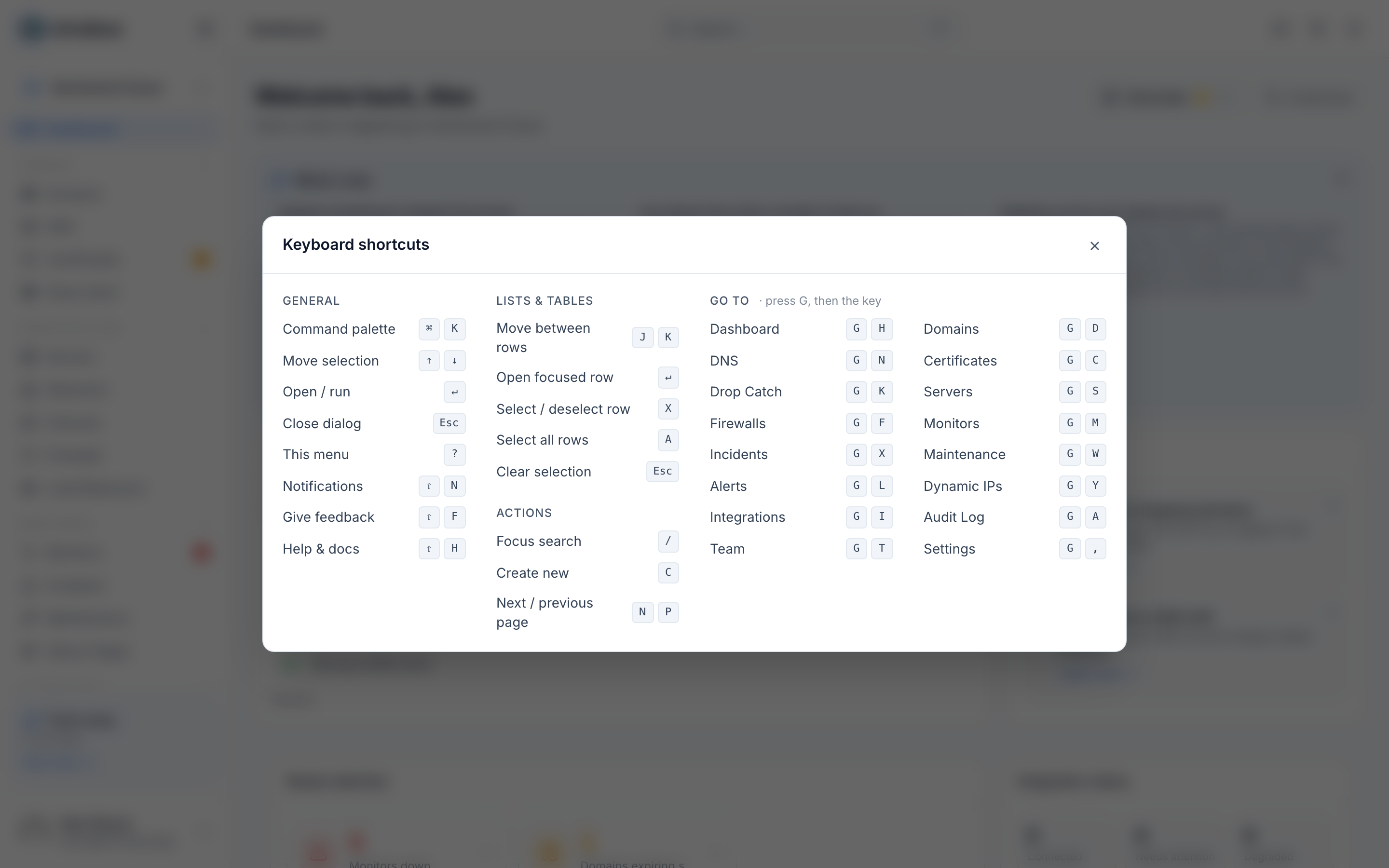 Keyboard shortcuts