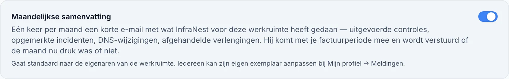 De maandelijkse samenvatting per e-mail
