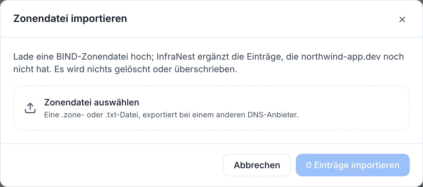Zonendatei importieren