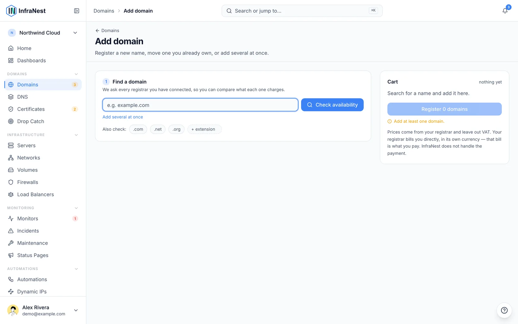 Add and import domains