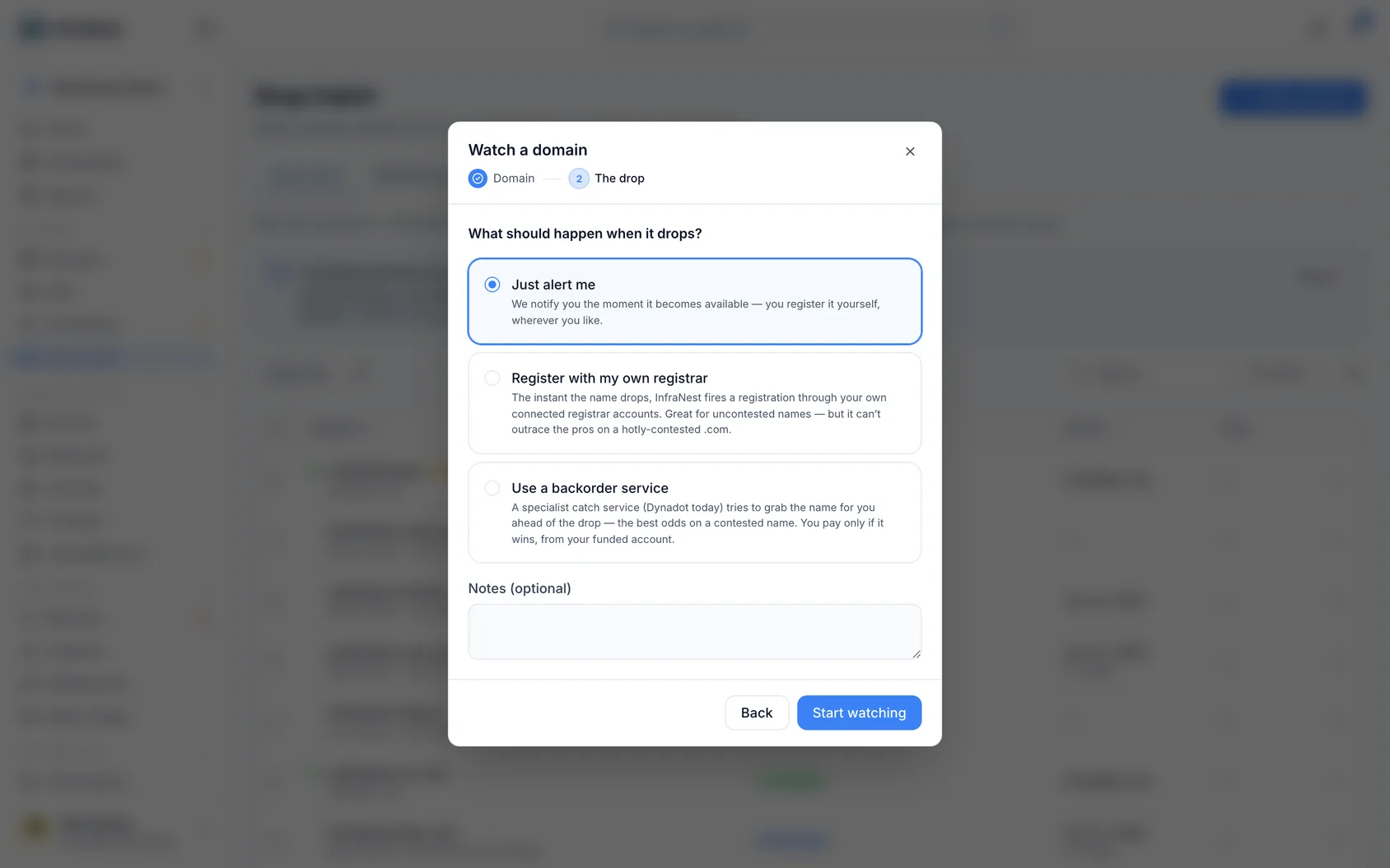 Catch a dropping domain automatically