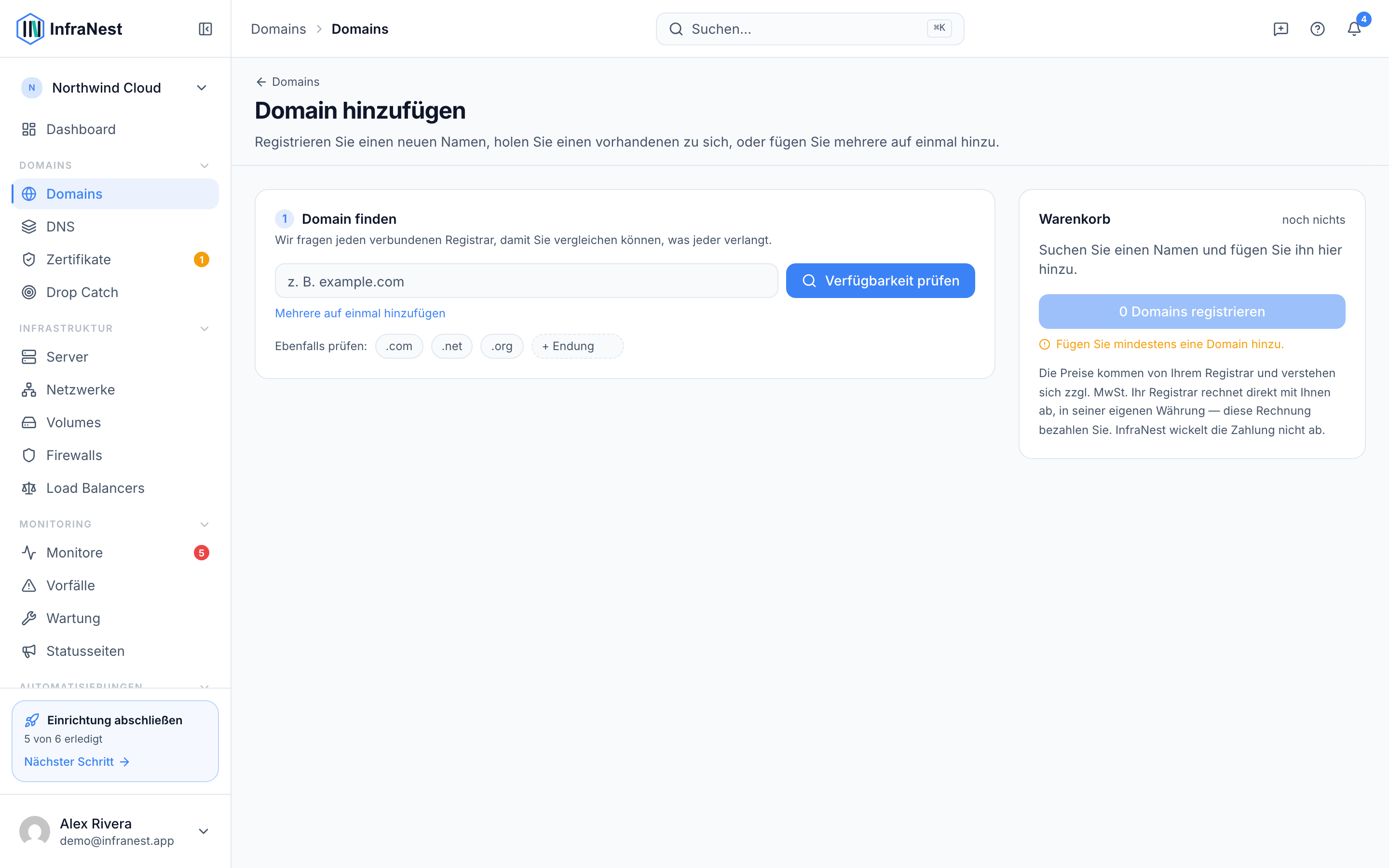 Eine neue Domain registrieren