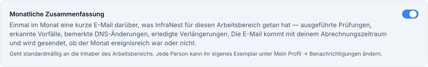Die monatliche Zusammenfassung per E-Mail