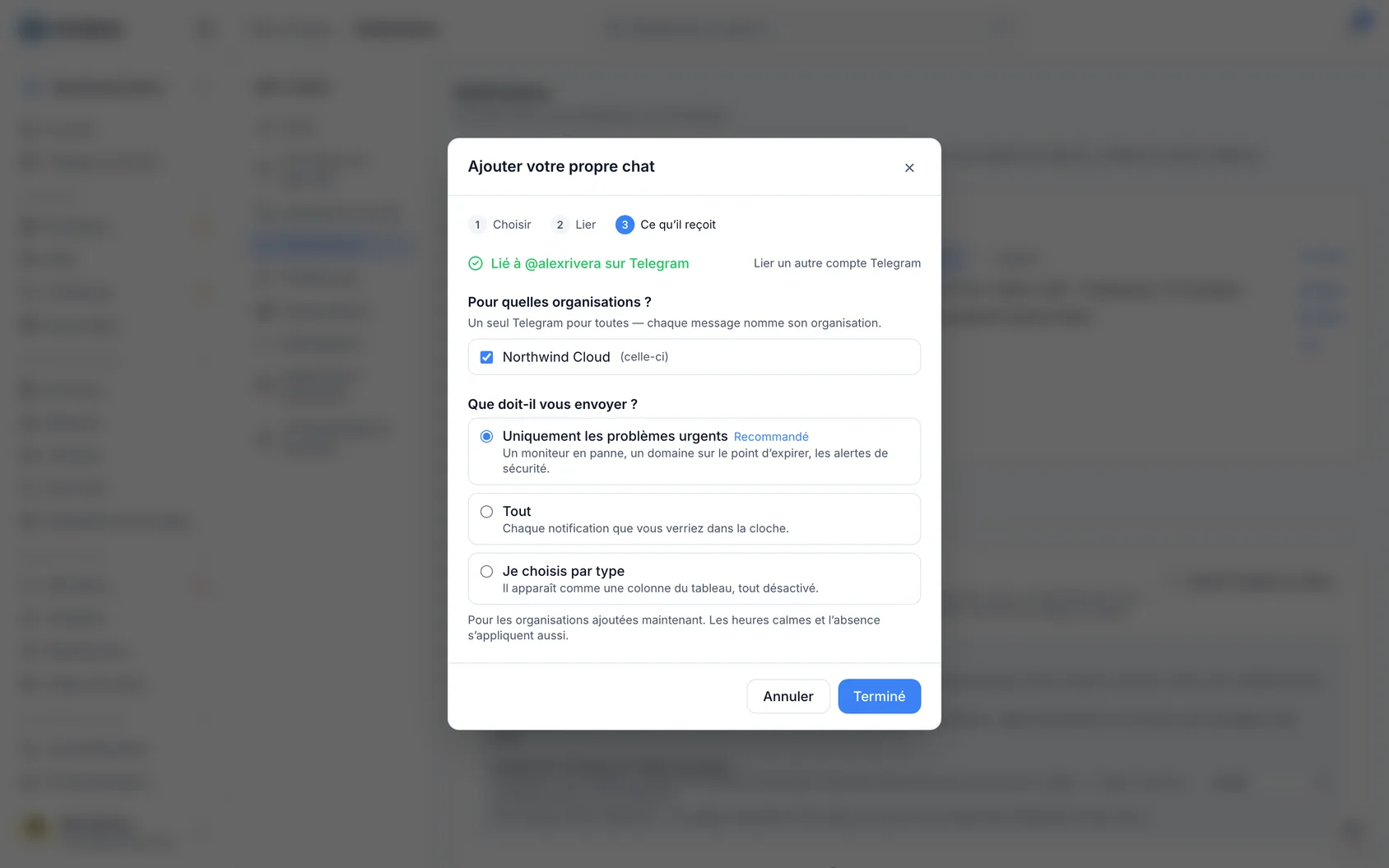 Recevez les problèmes urgents sur votre téléphone avec Telegram