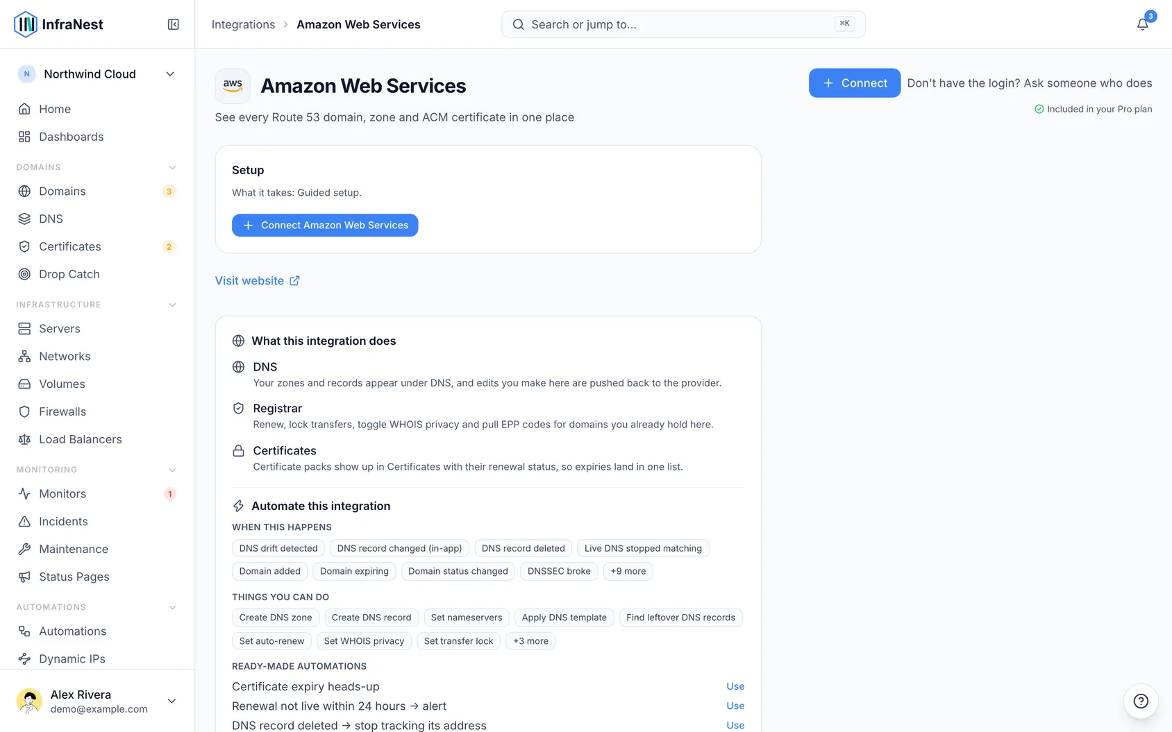 Connect Amazon Web Services (AWS)
