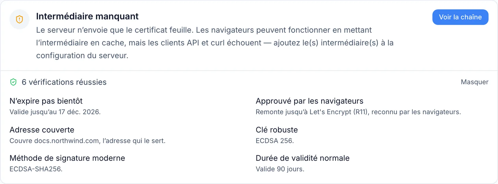 Santé des certificats