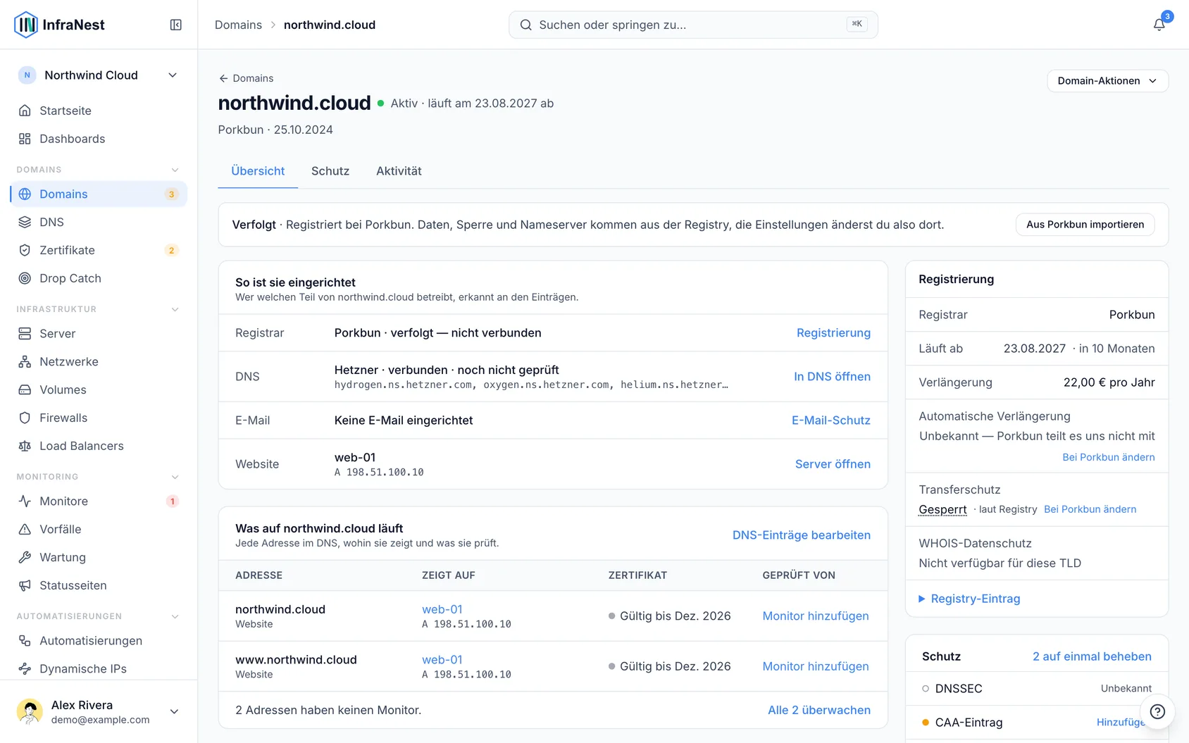 Eine Domain abgesichert halten