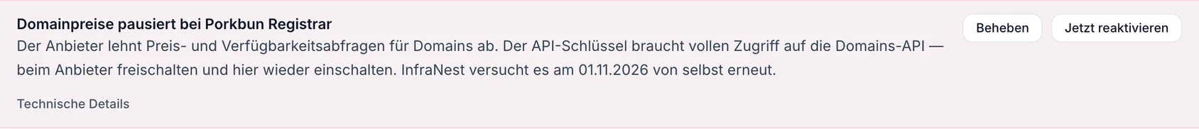 Wenn ein Anbieter etwas ablehnt, das du angefragt hast