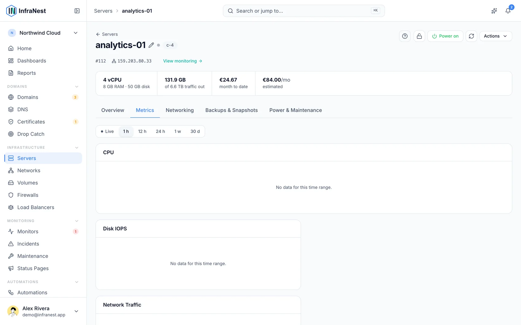 Server metrics and alerts
