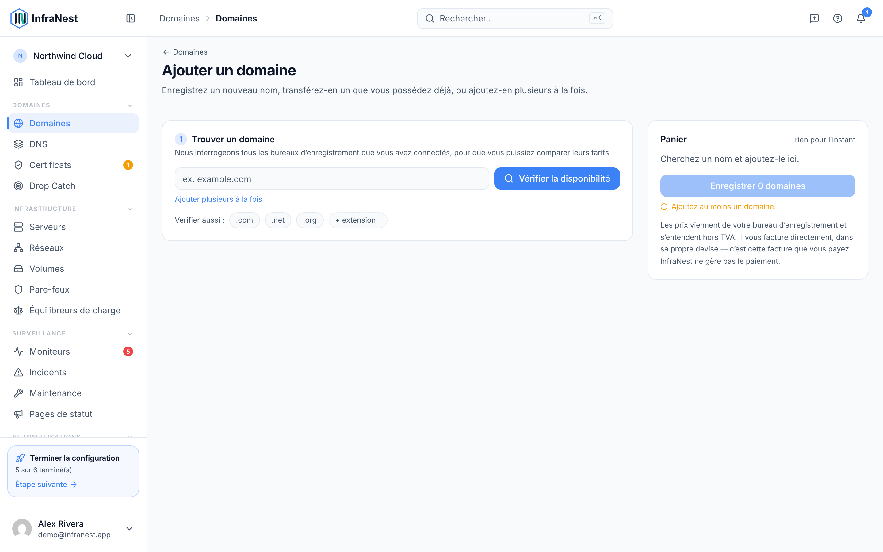 Enregistrer un nouveau domaine