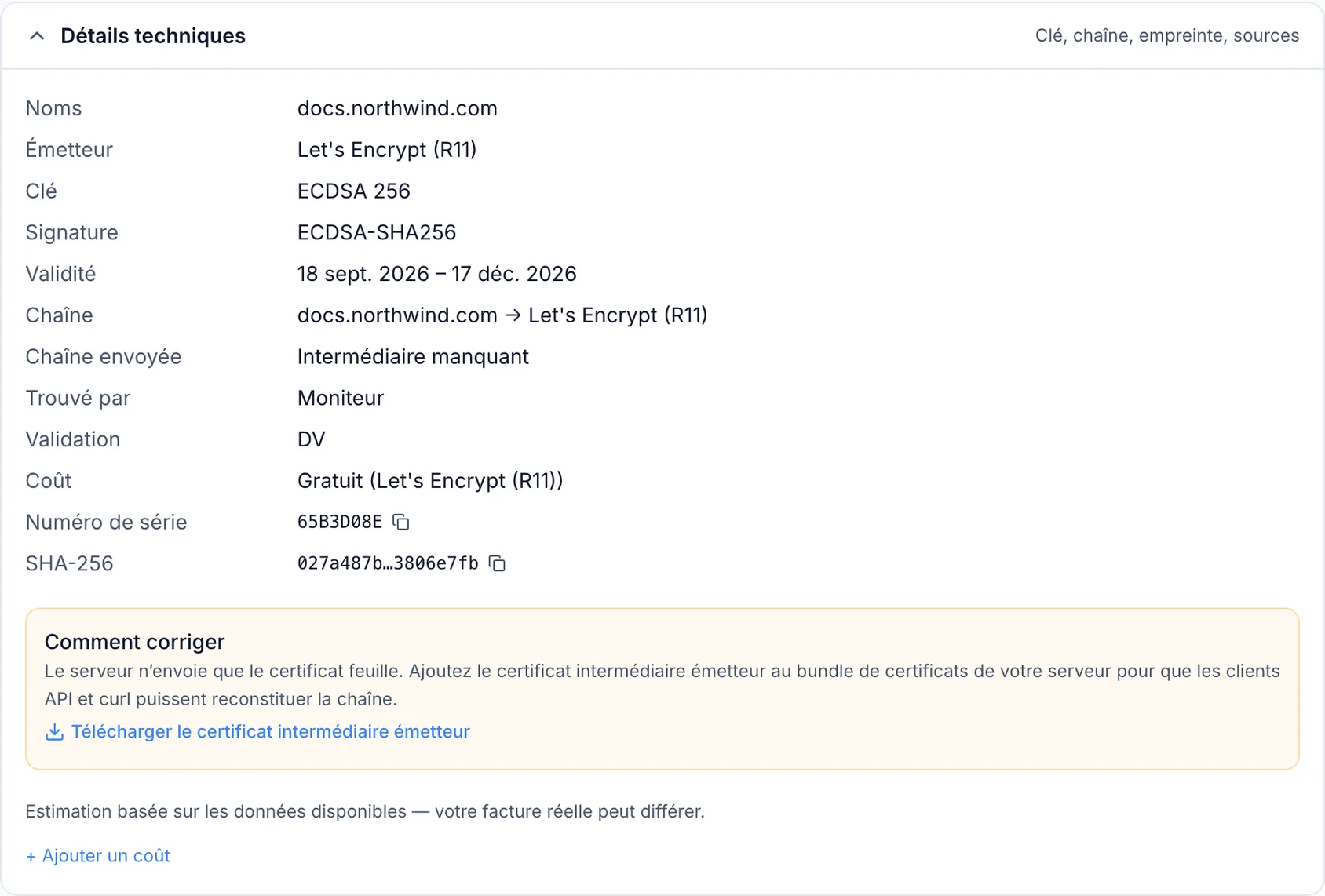 Santé des certificats