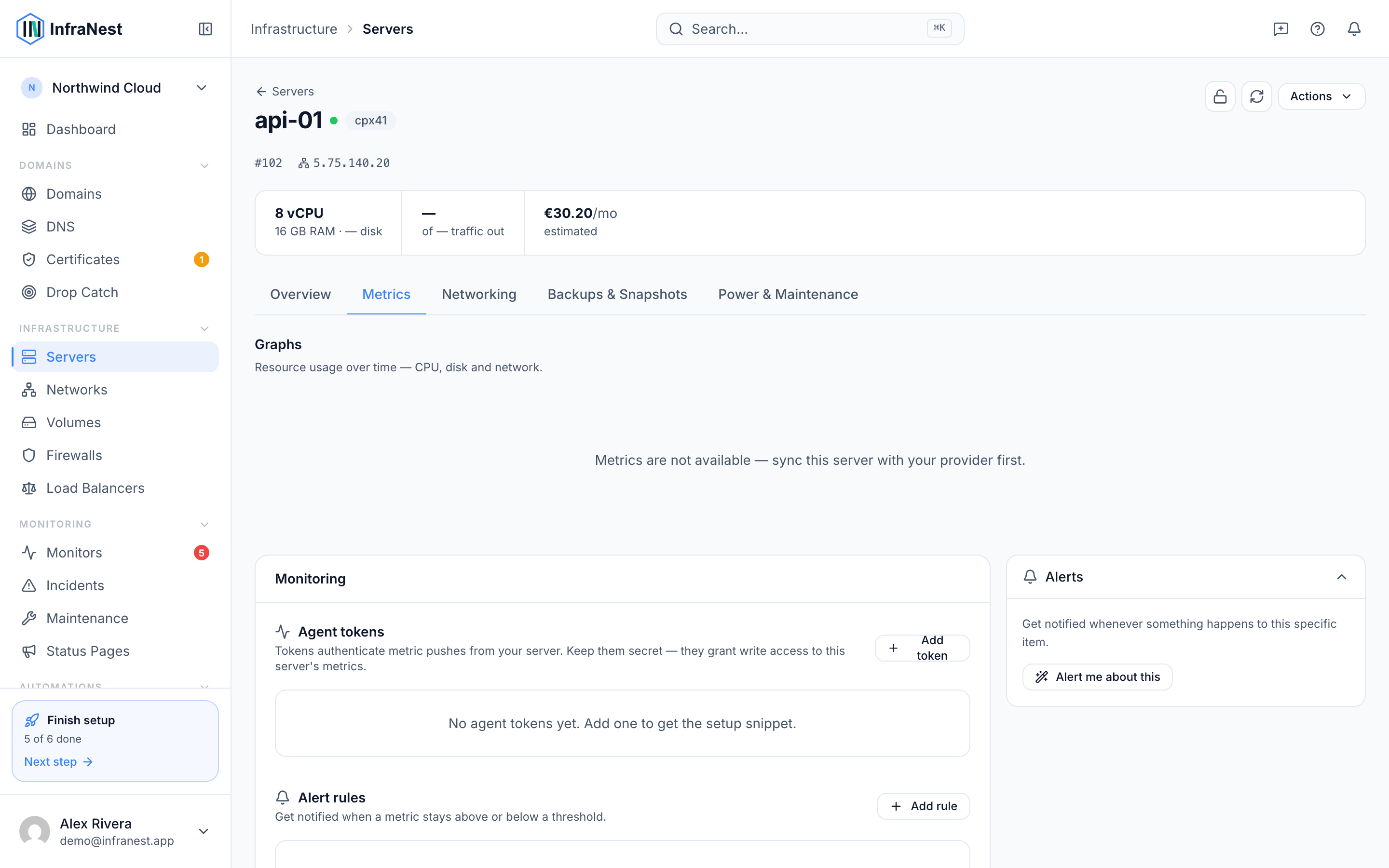 Server metrics and alerts