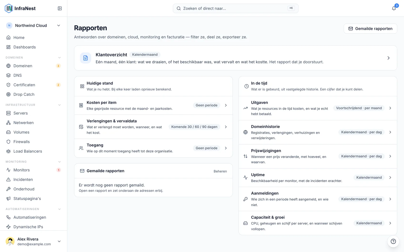 Een rapport vinden, filteren en delen