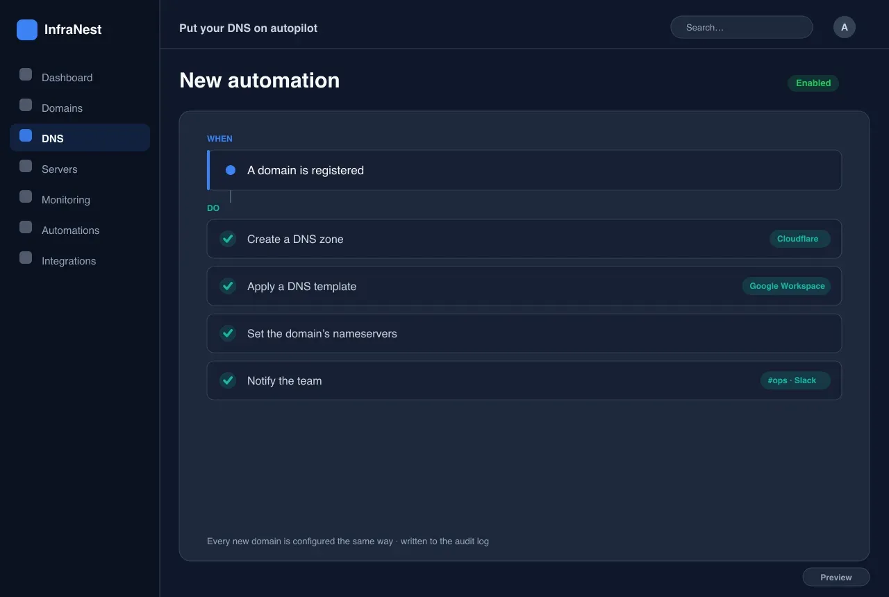 Setzen Sie Ihr DNS auf Autopilot — DNS in InfraNest