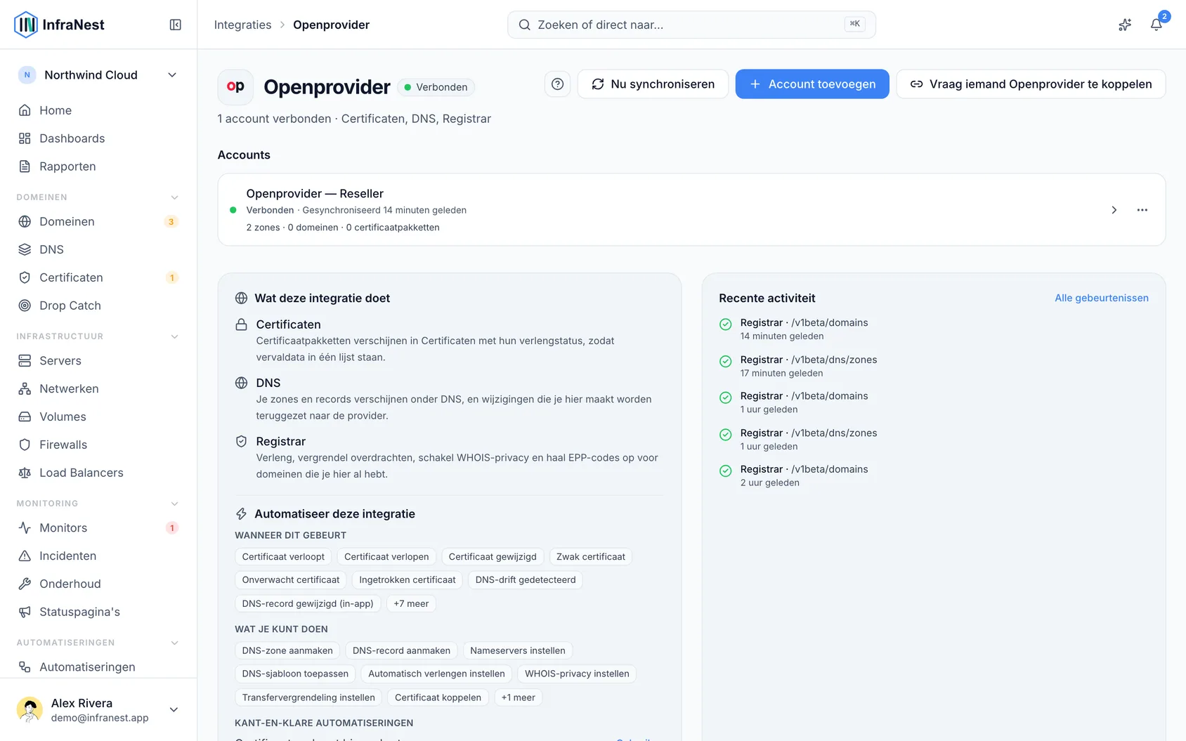 Openprovider koppelen