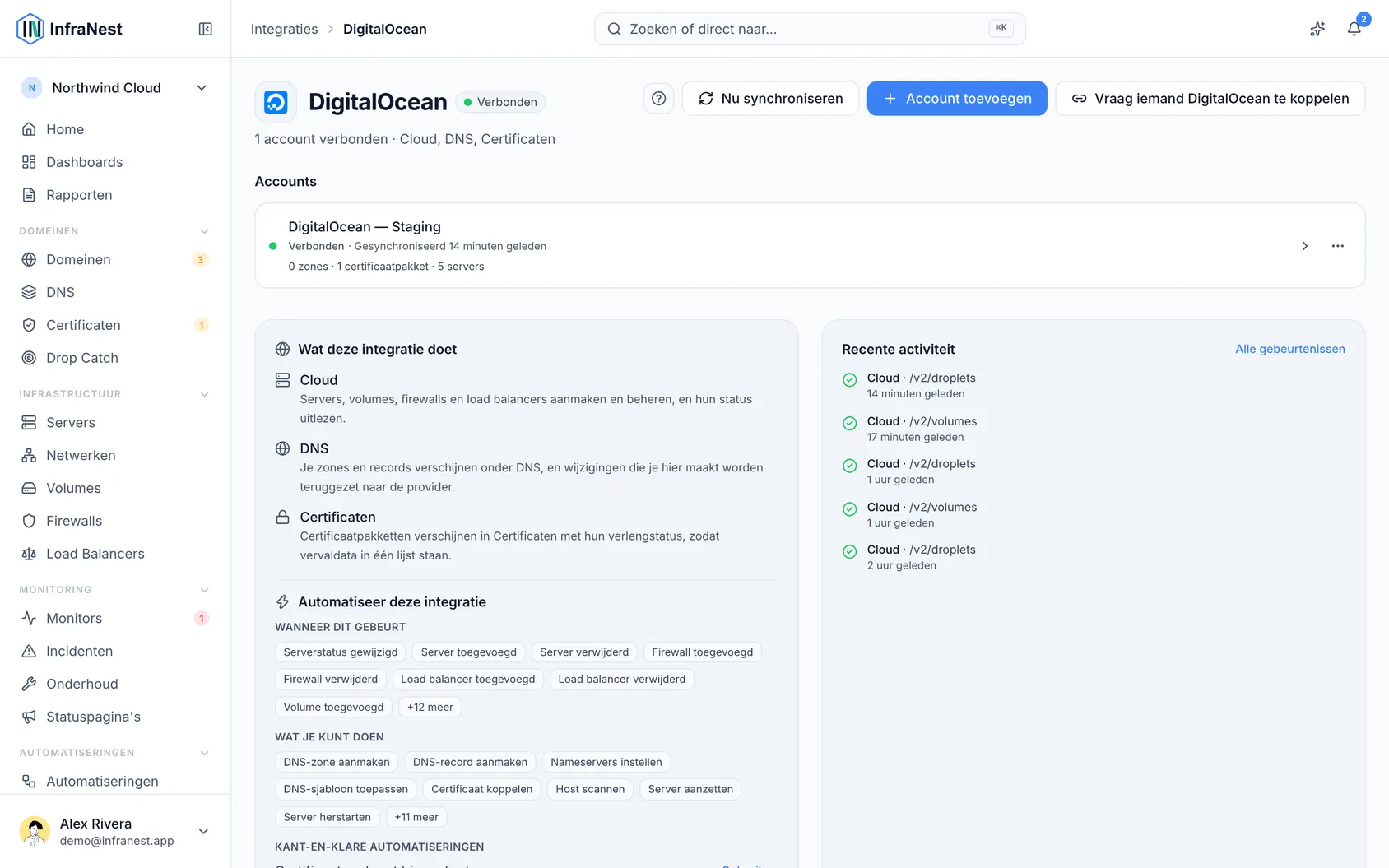 DigitalOcean koppelen