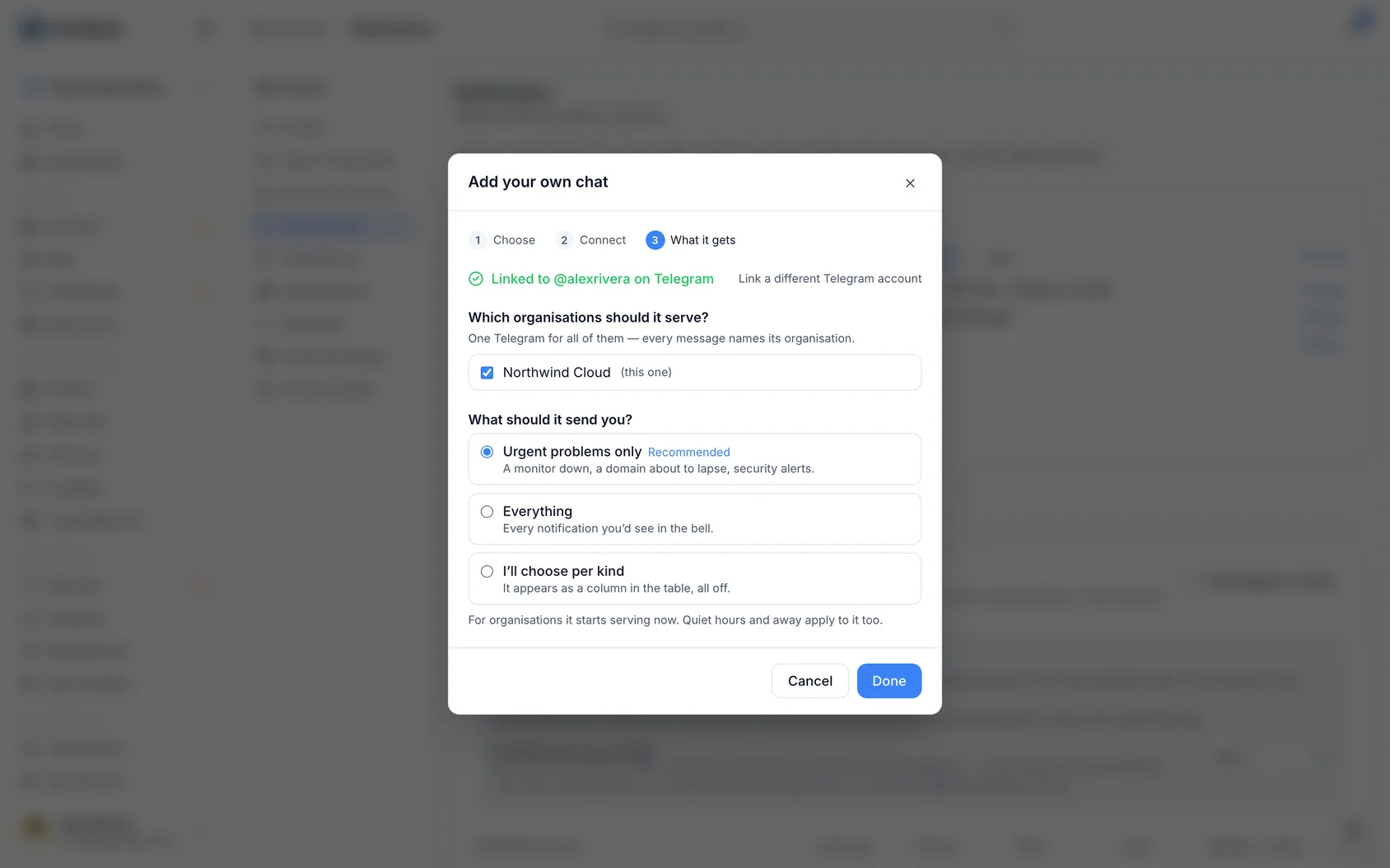 Get urgent problems on your phone with Telegram