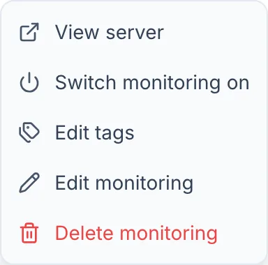 Switch on monitoring for a server
