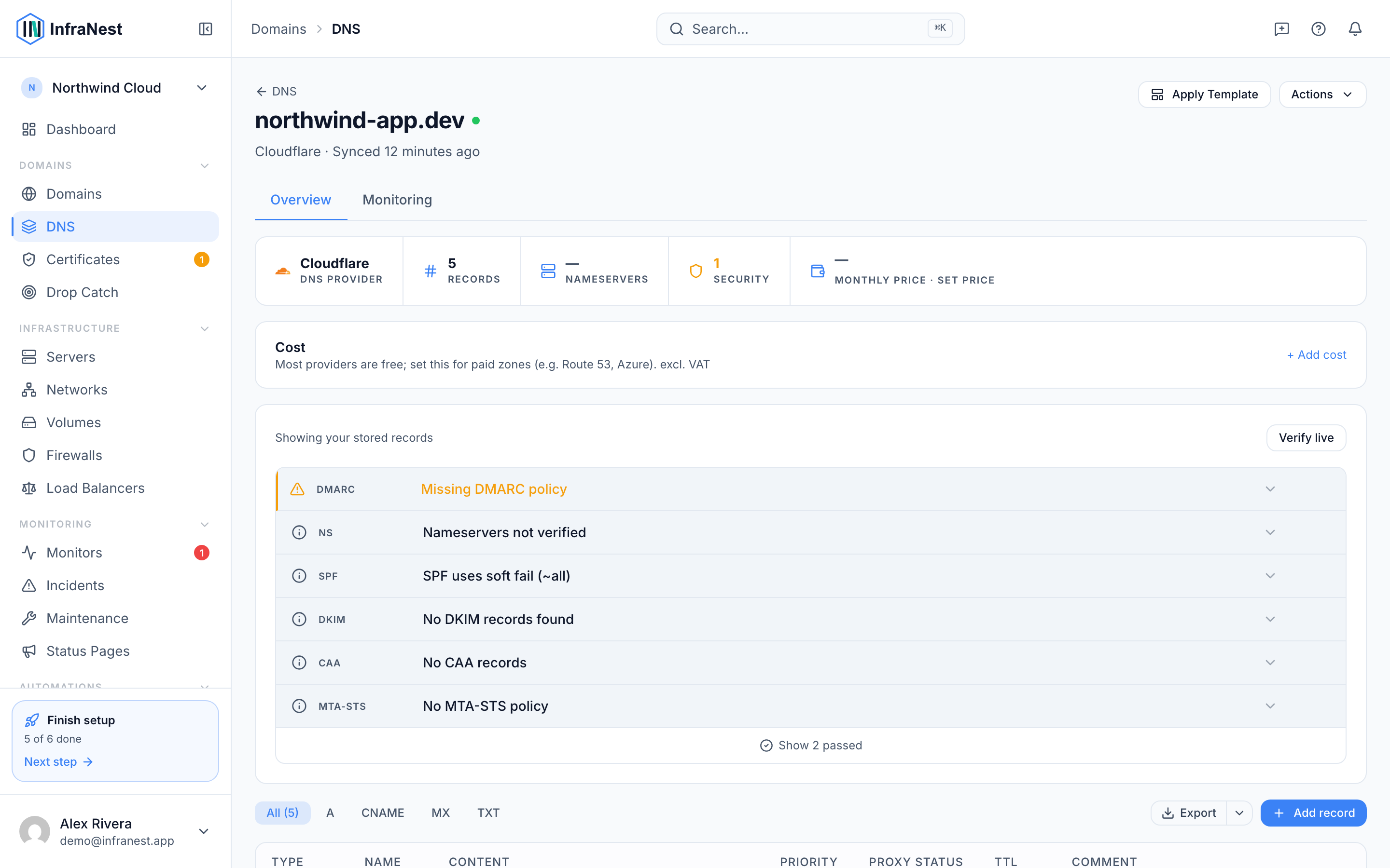 Add and edit DNS records