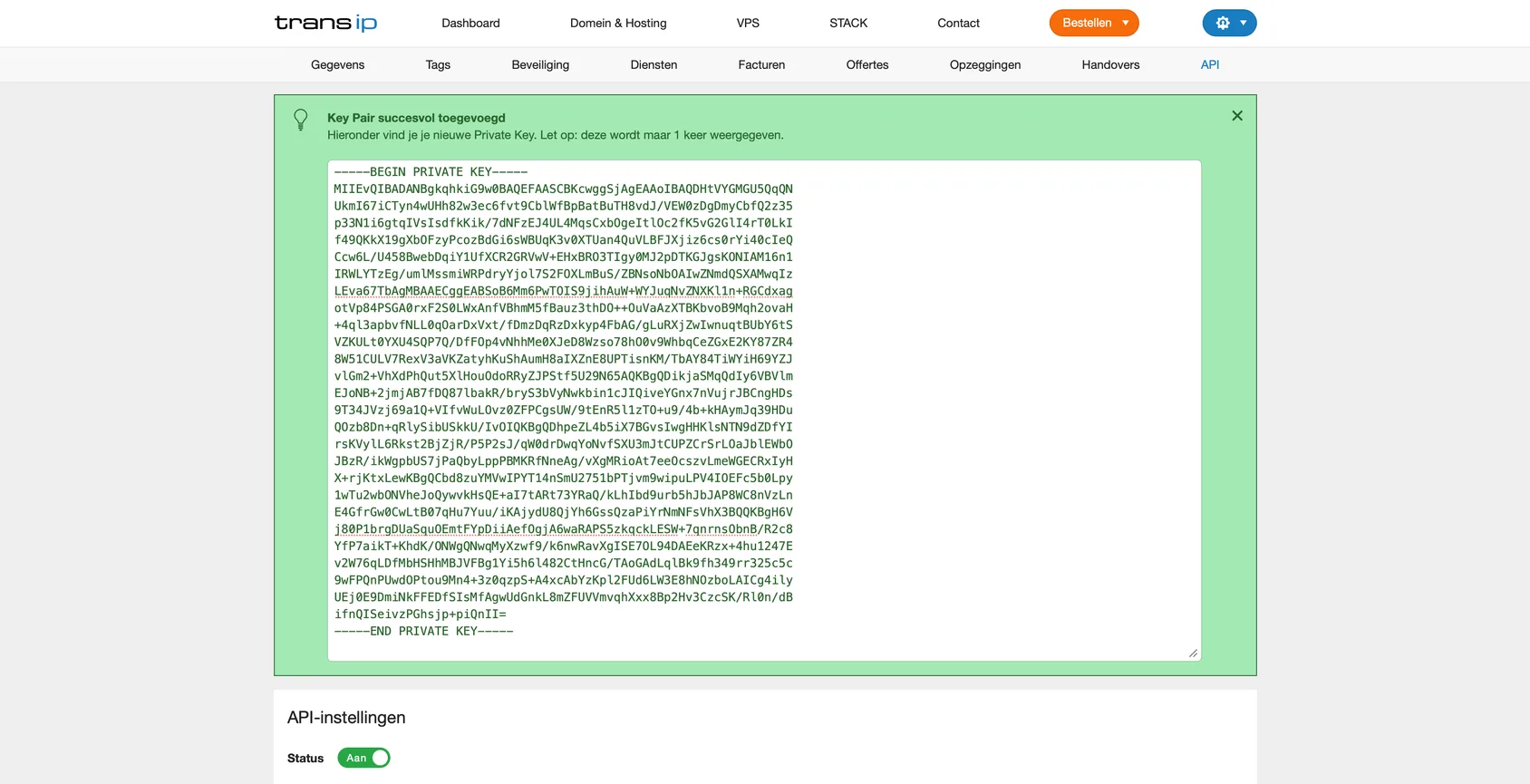 Create a TransIP API key (2)