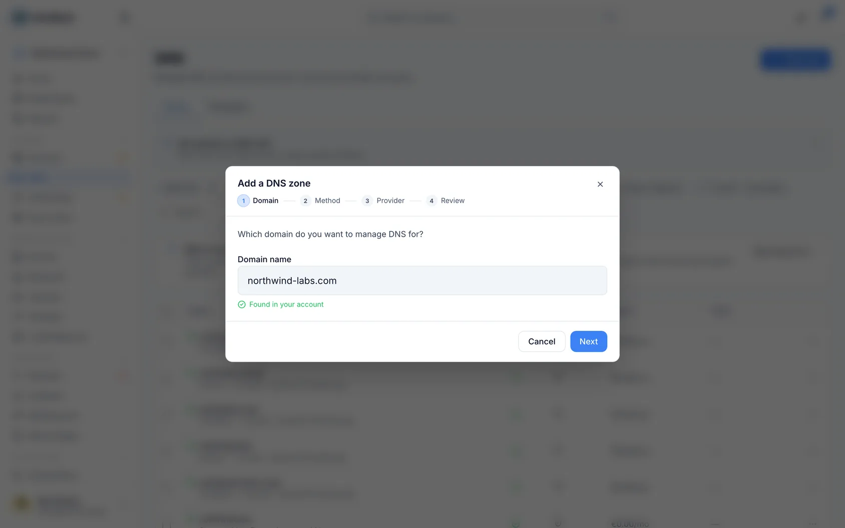 Add a DNS zone