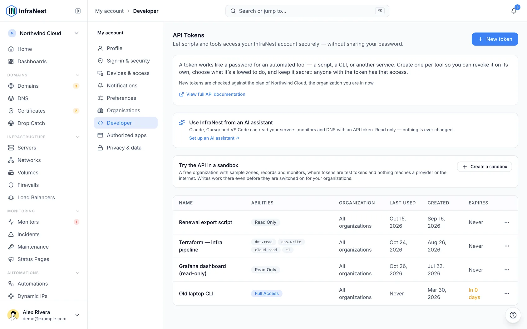 API tokens