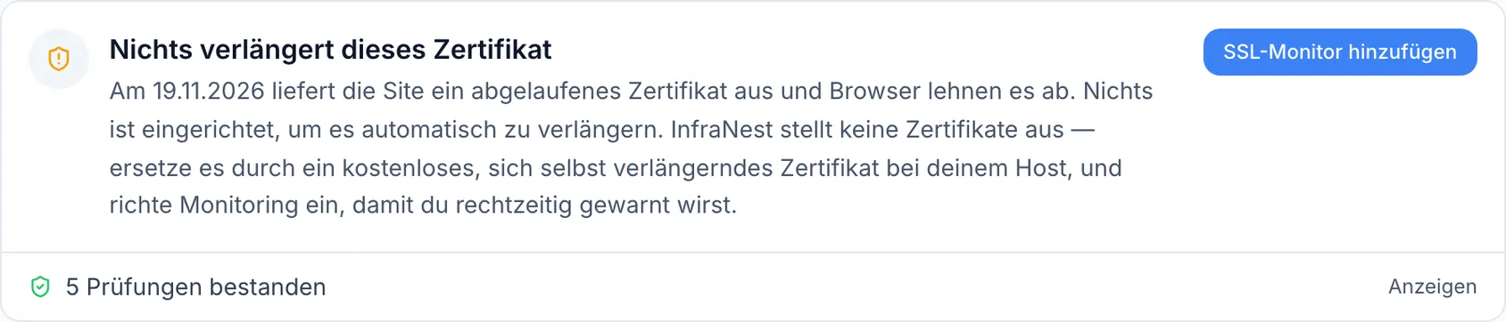 Eine Zertifikatsprüfung schlägt fehl, obwohl das Zertifikat gültig ist