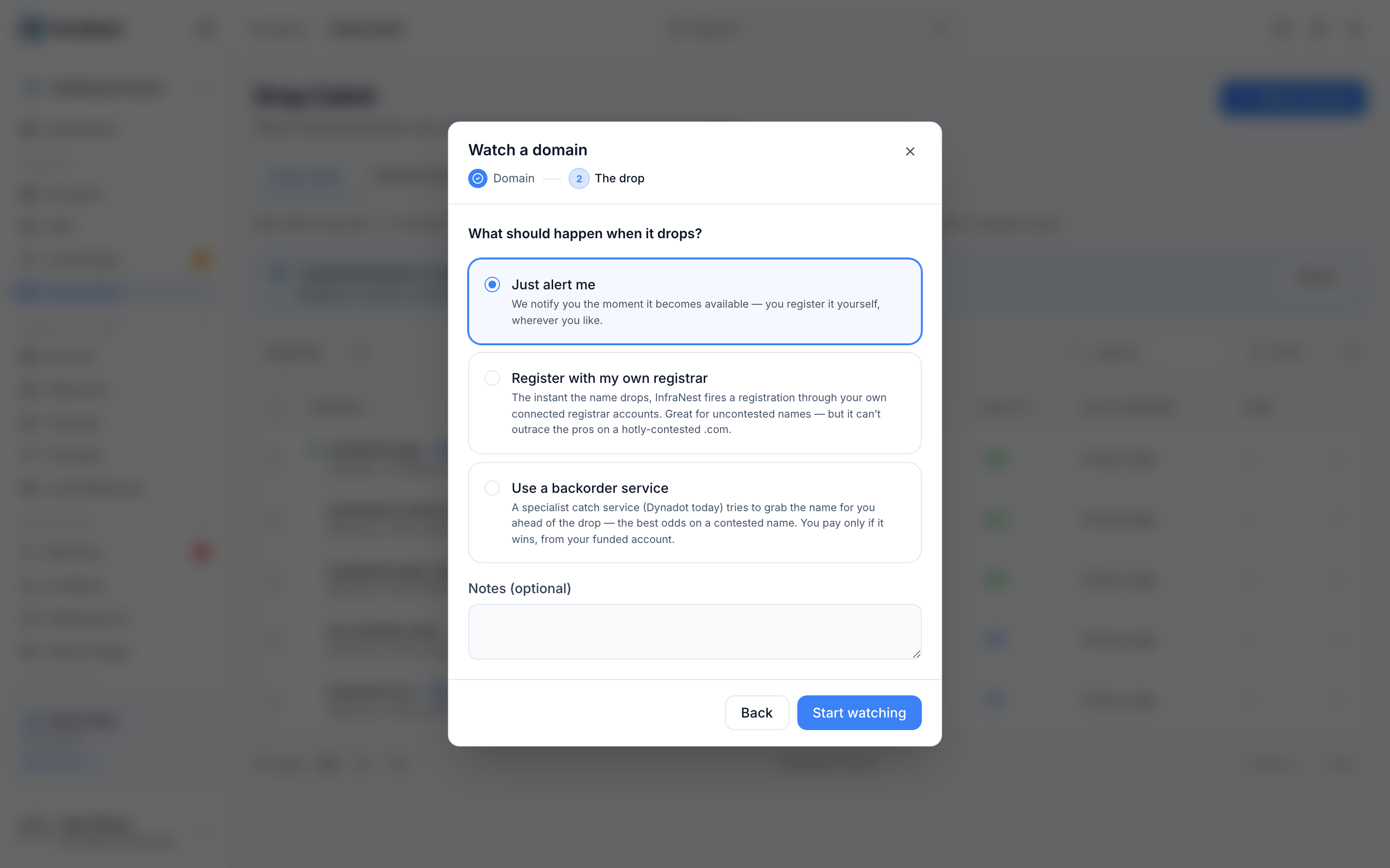 Catch a dropping domain automatically