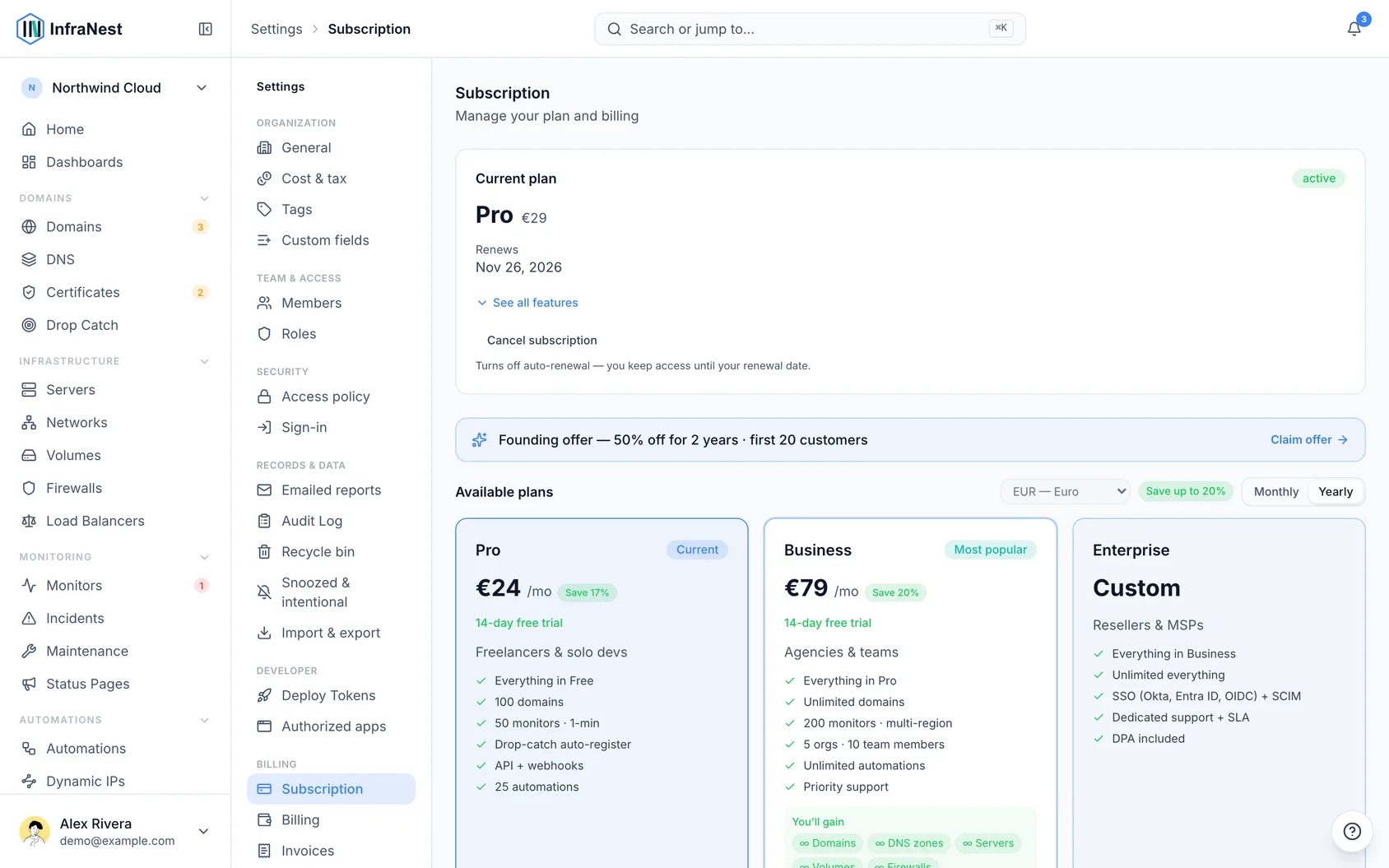 Billing and plans