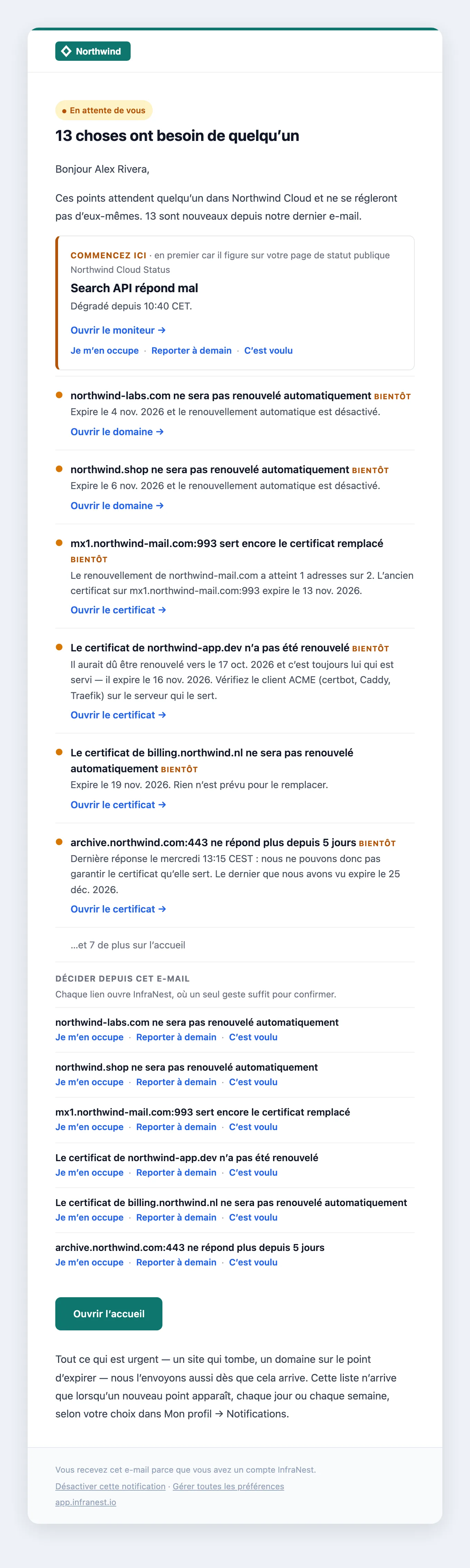 L'e-mail « a besoin de vous »