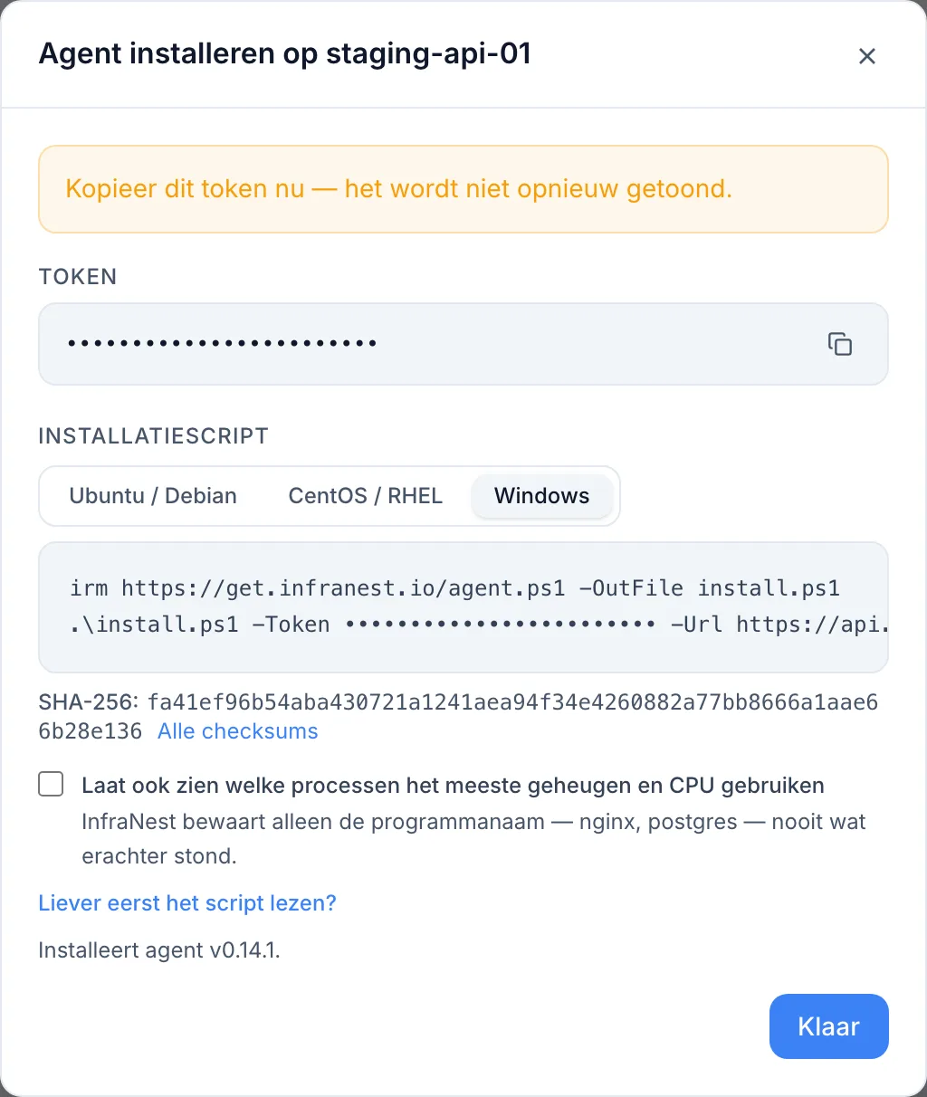 De serveragent stap voor stap installeren