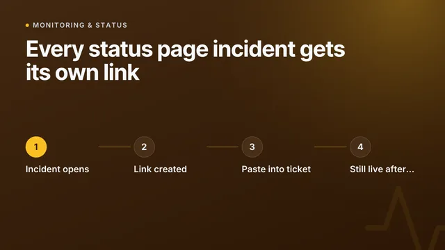 Linking status page incidents to support conversations