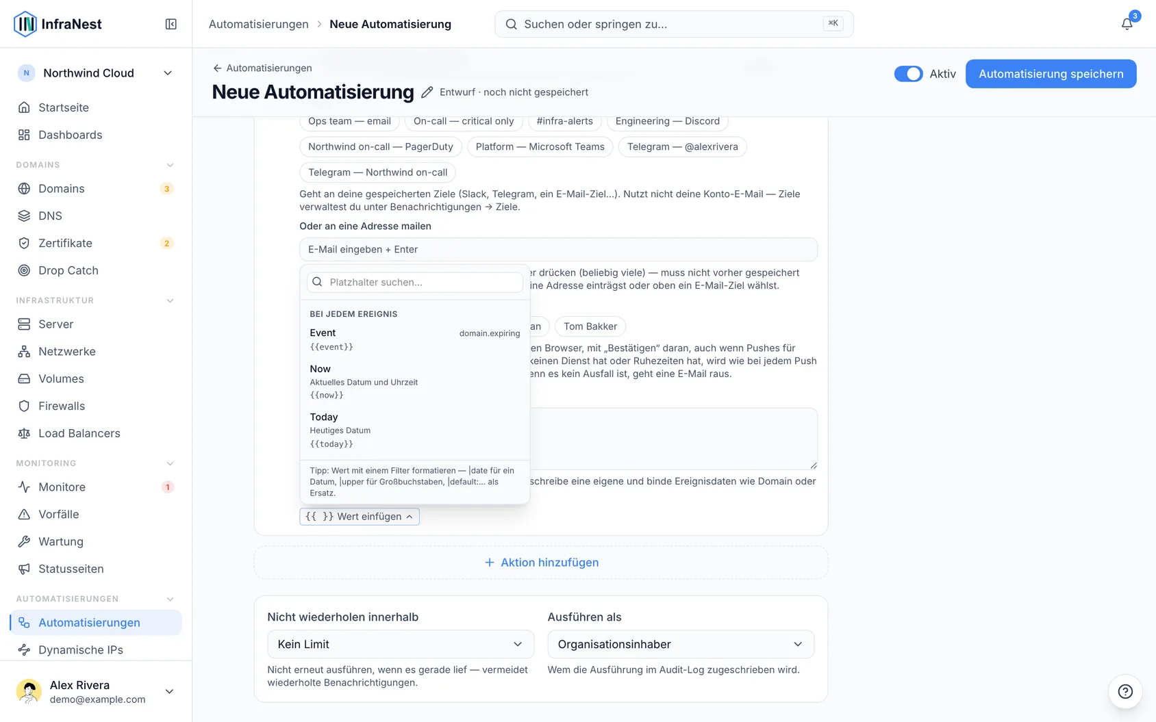 Platzhalter und Formatierung