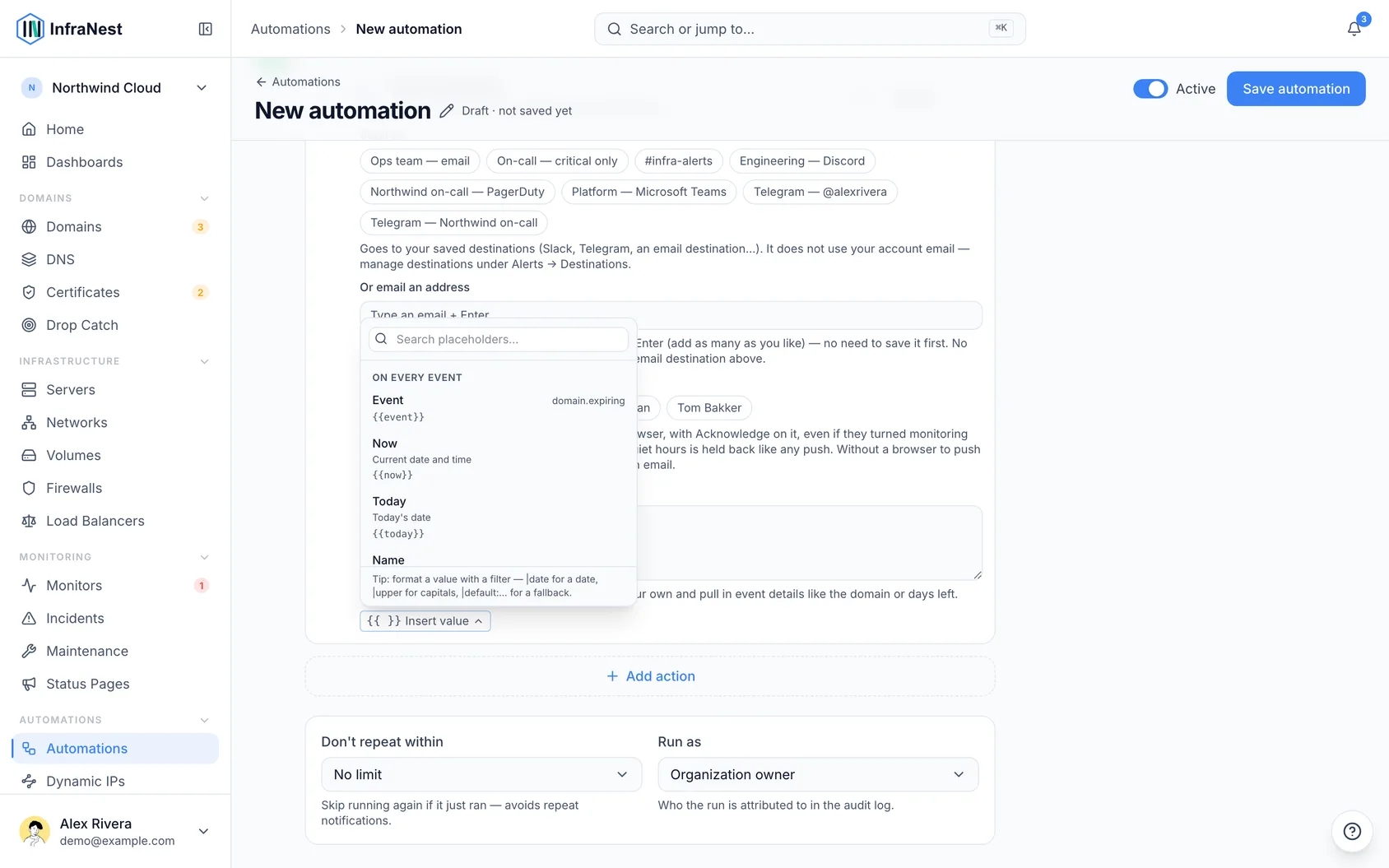 Placeholders and formatting