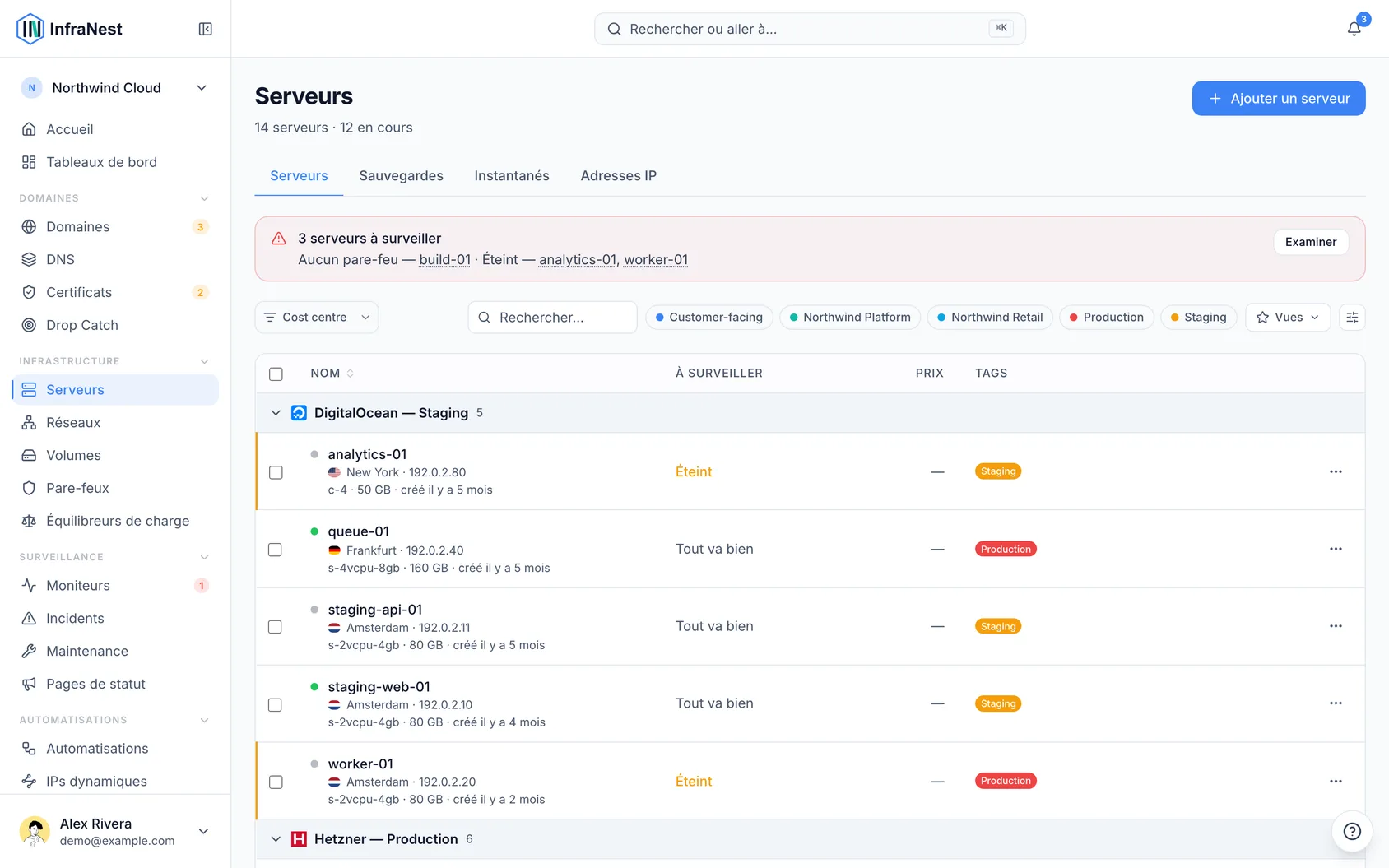 À propos des serveurs cloud