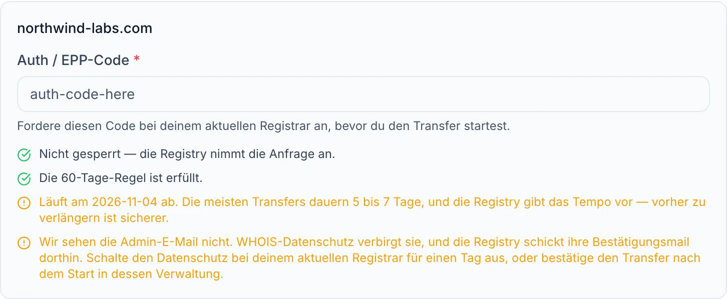 Eine Domain übertragen