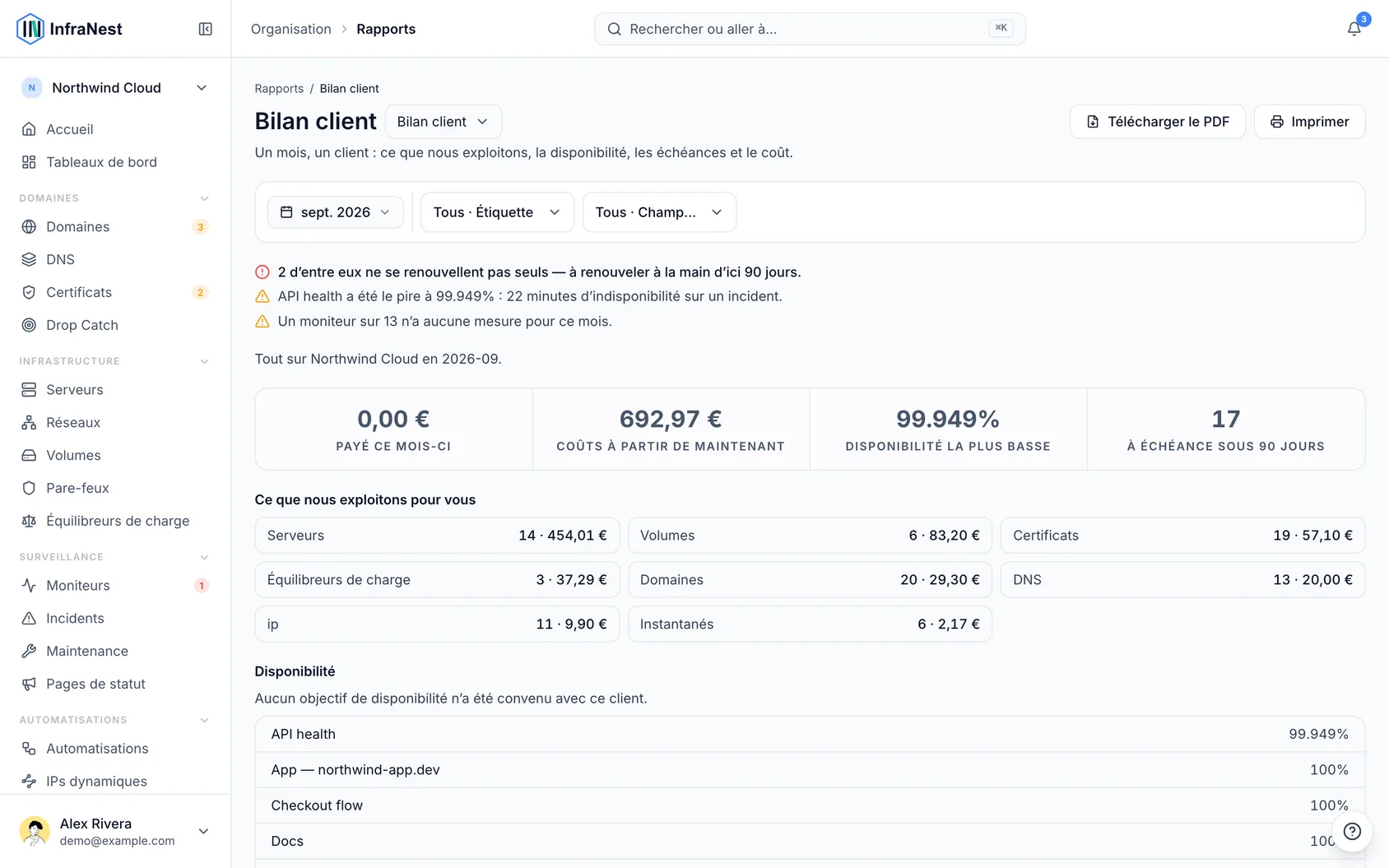 Envoyer son mois à un client