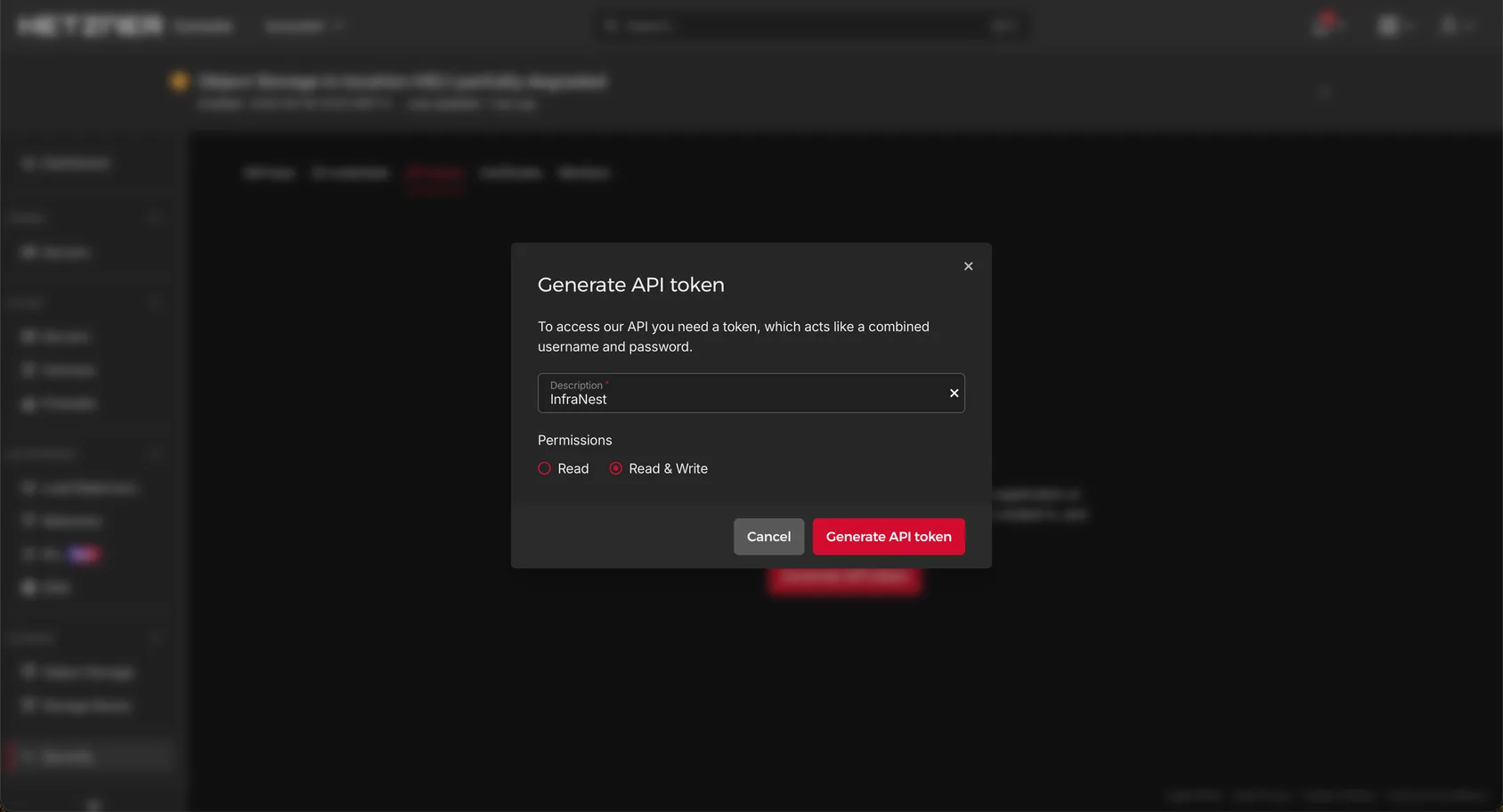 Create a Hetzner API token (2)