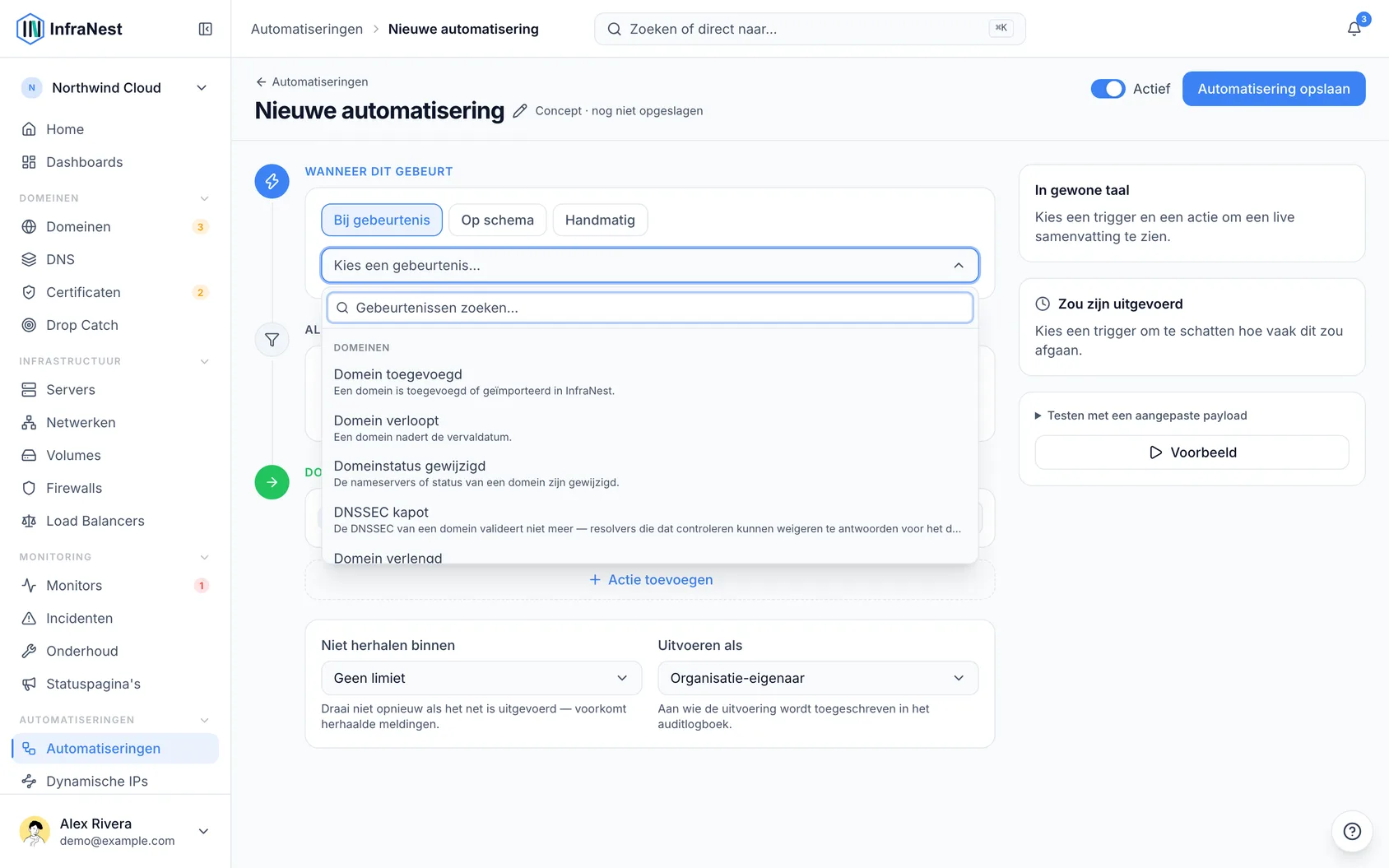 Een automatisering aanmaken