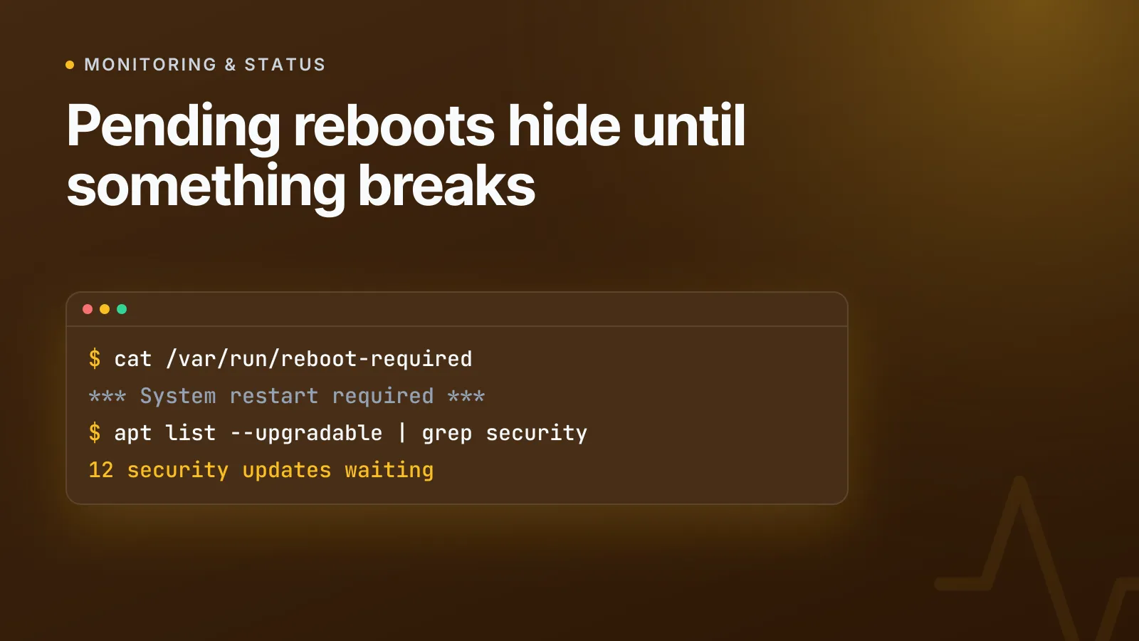 Setting up alerts for pending server reboots and security updates