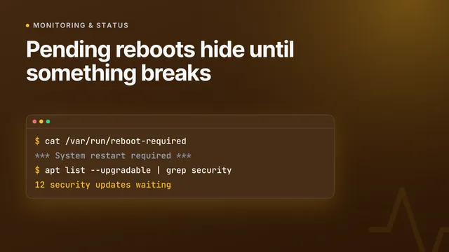 Setting up alerts for pending server reboots and security updates
