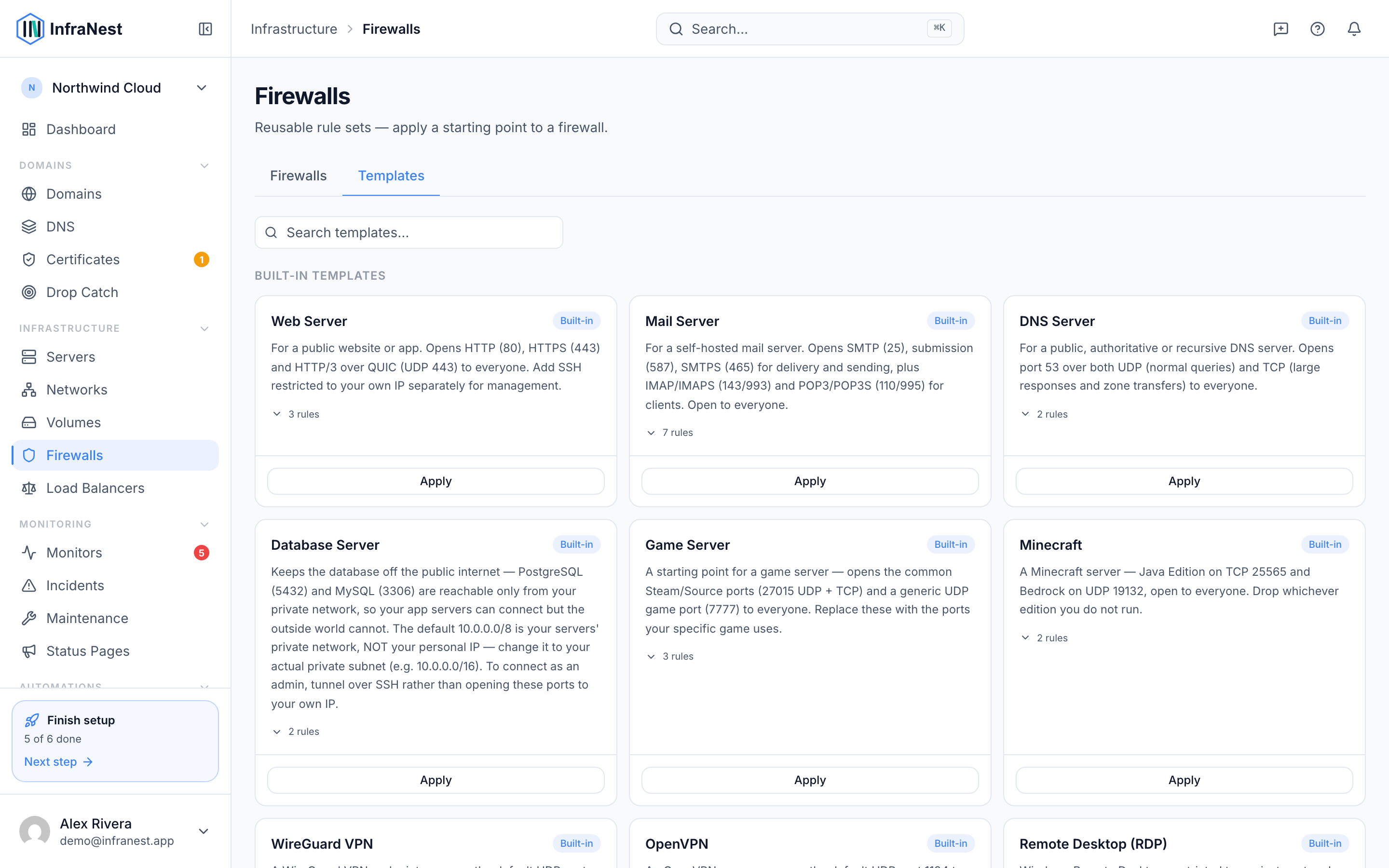 Firewall templates