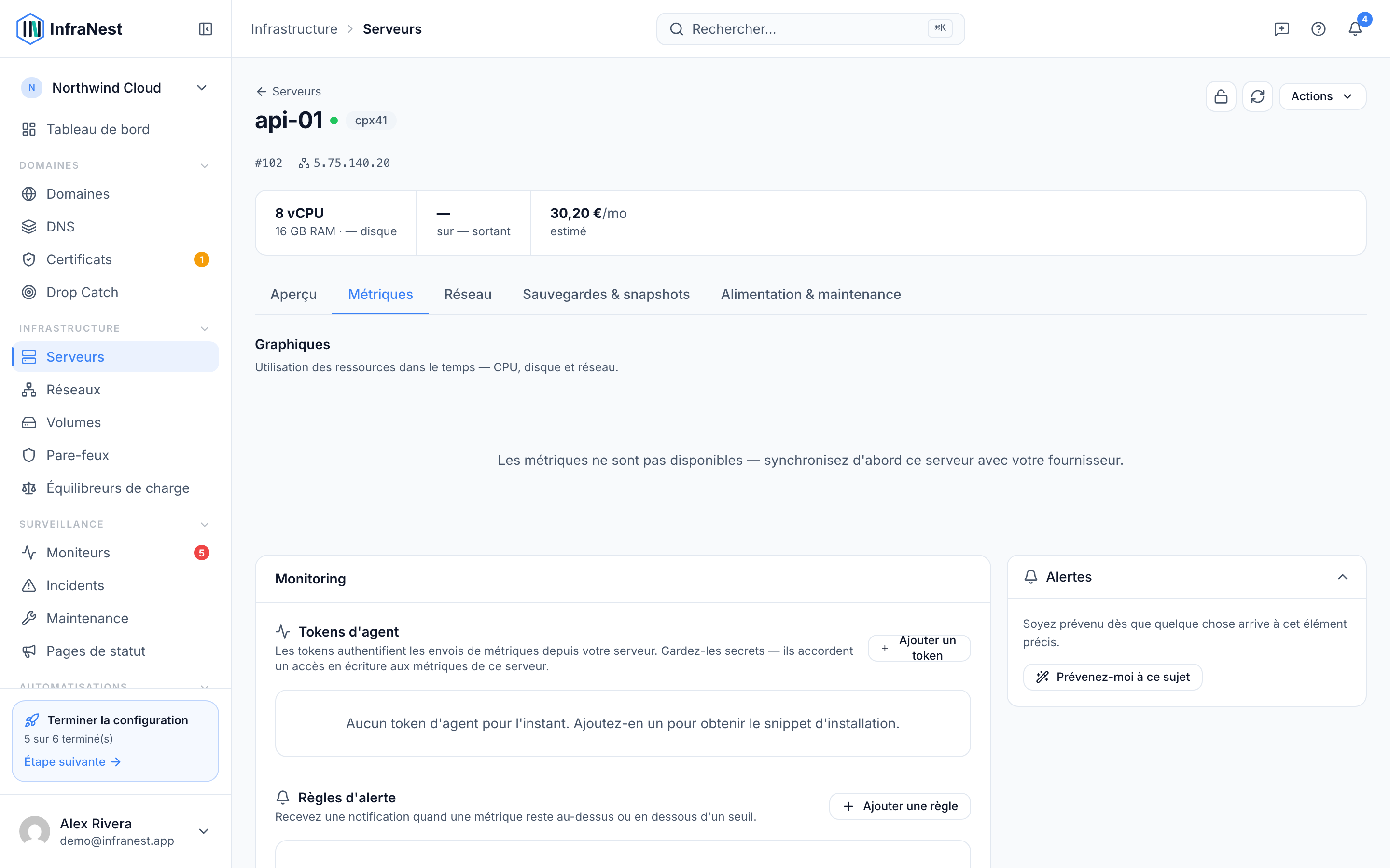 Métriques et alertes serveur