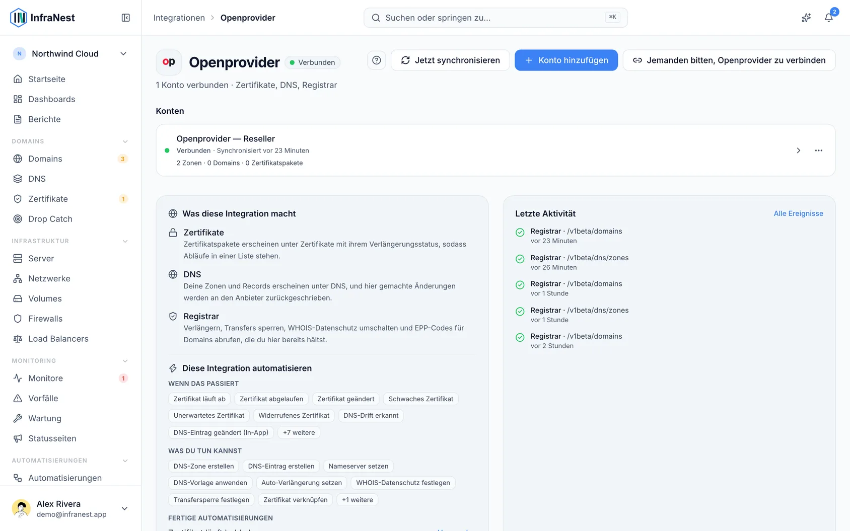 Openprovider verbinden