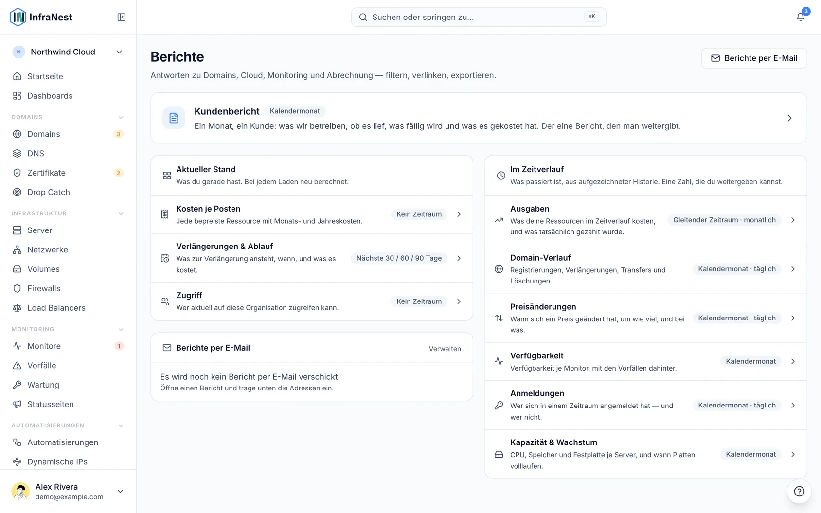 Einen Bericht finden, filtern und teilen