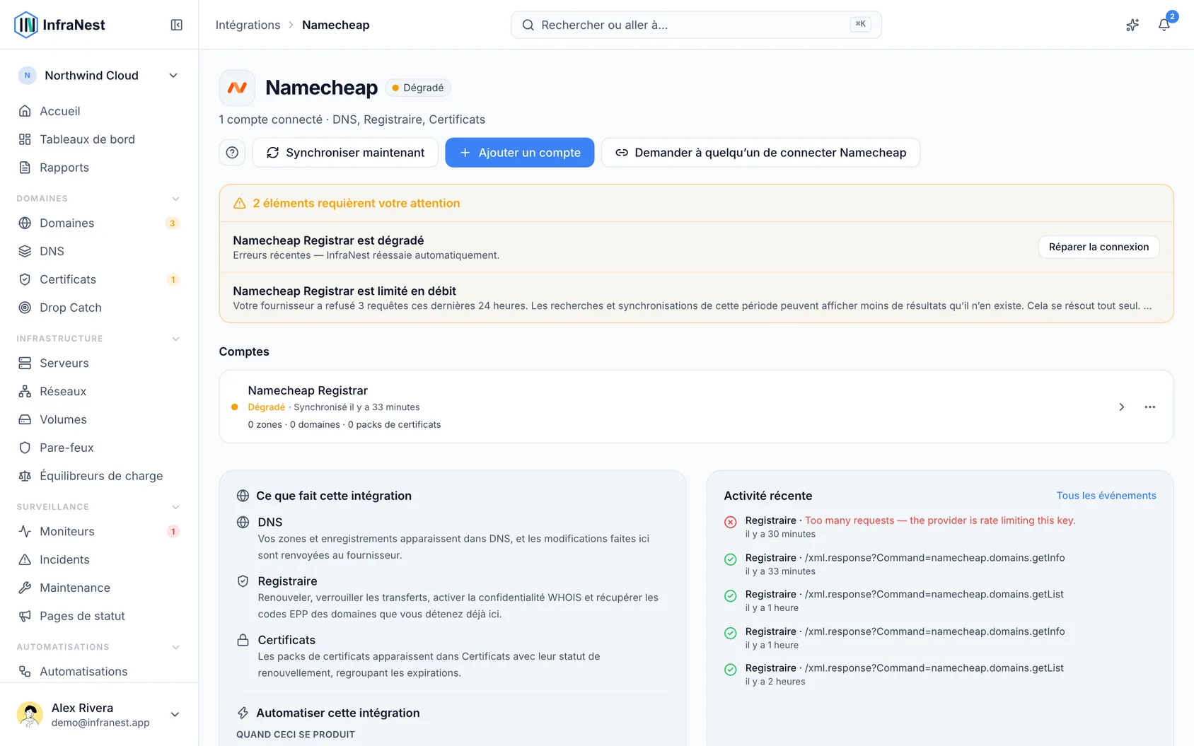 Connecter Namecheap