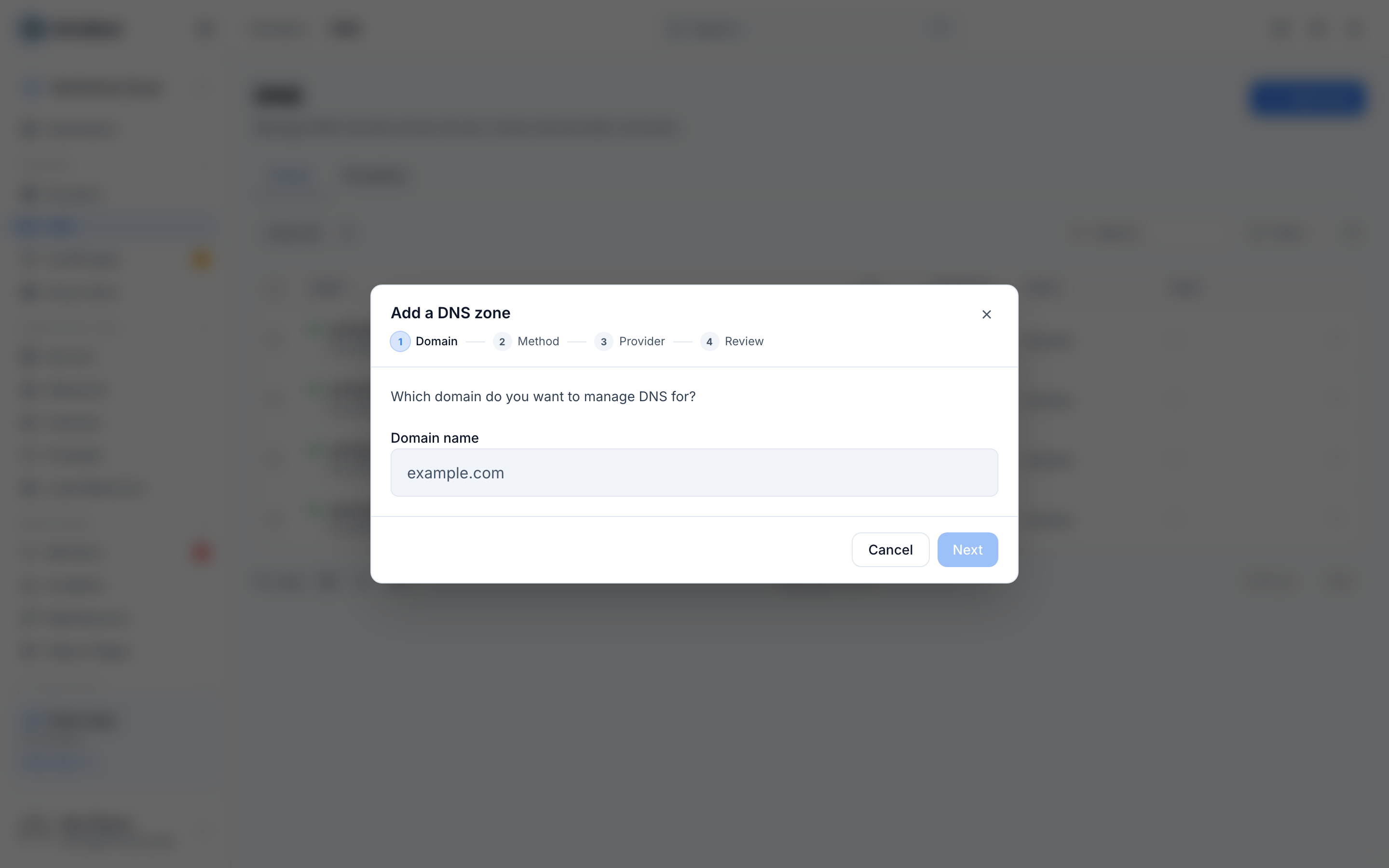 Add a DNS zone