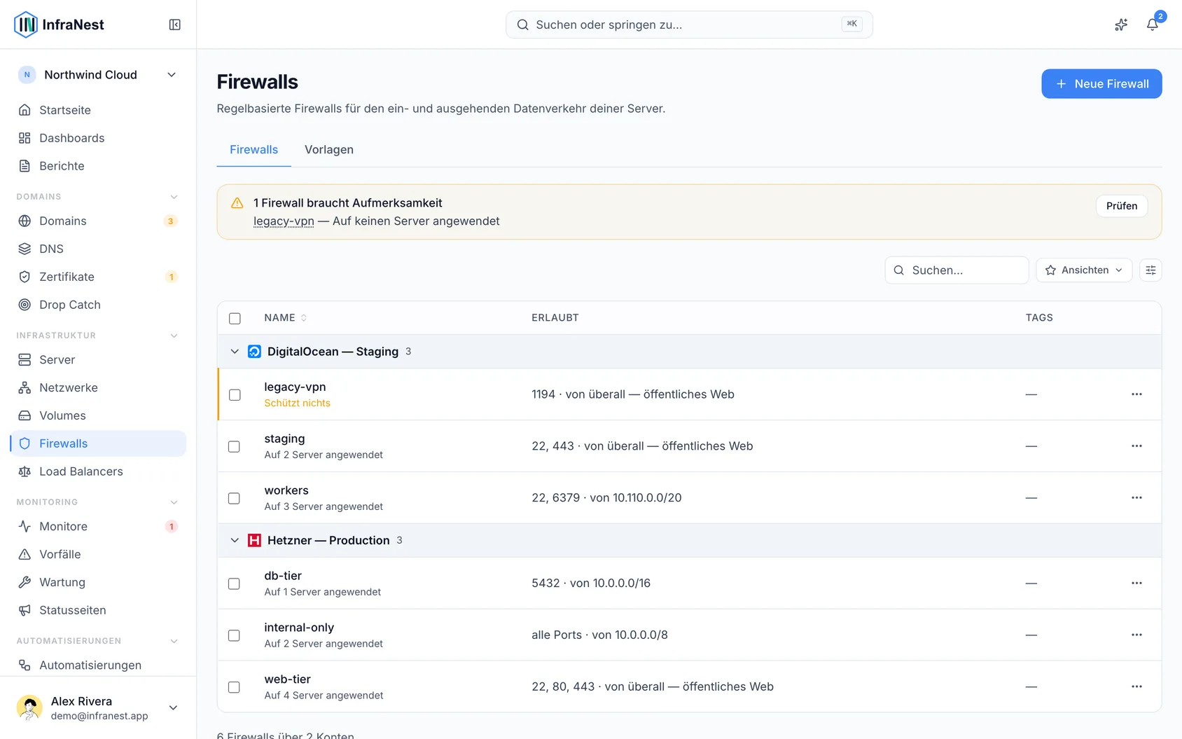 Firewalls verwalten
